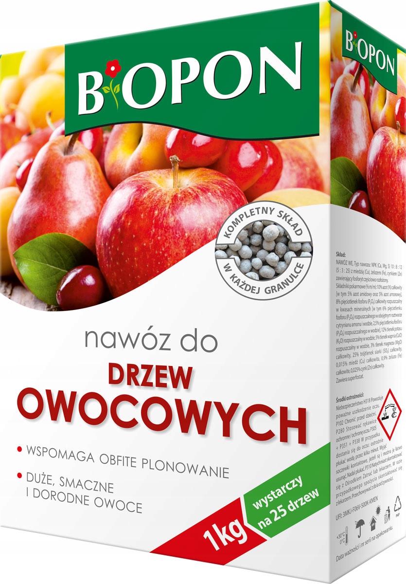 

Nawóz Biopon do drzew owocowych 1kg na 25 drzew
