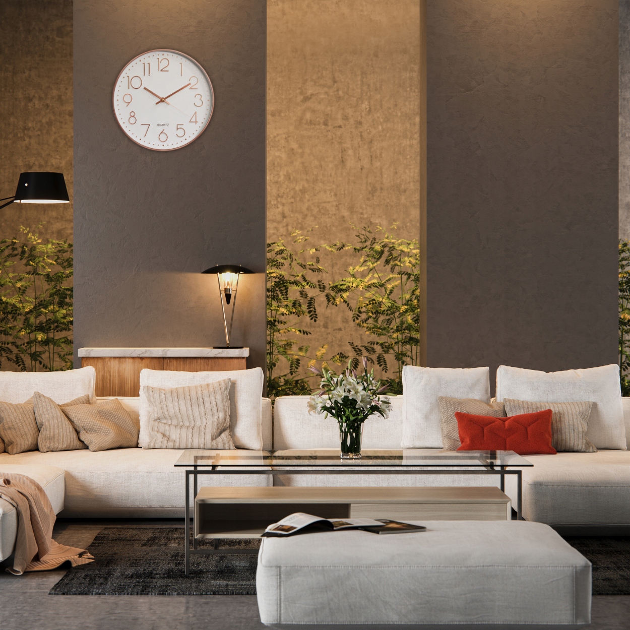 ZEGAR ŚCIENNY NOWOCZESNY CZYTELNY 30cm BEZGŁOŚNY PŁYNĄCY BIAŁY RÓŻOWE ZŁOTO Typ ścienny