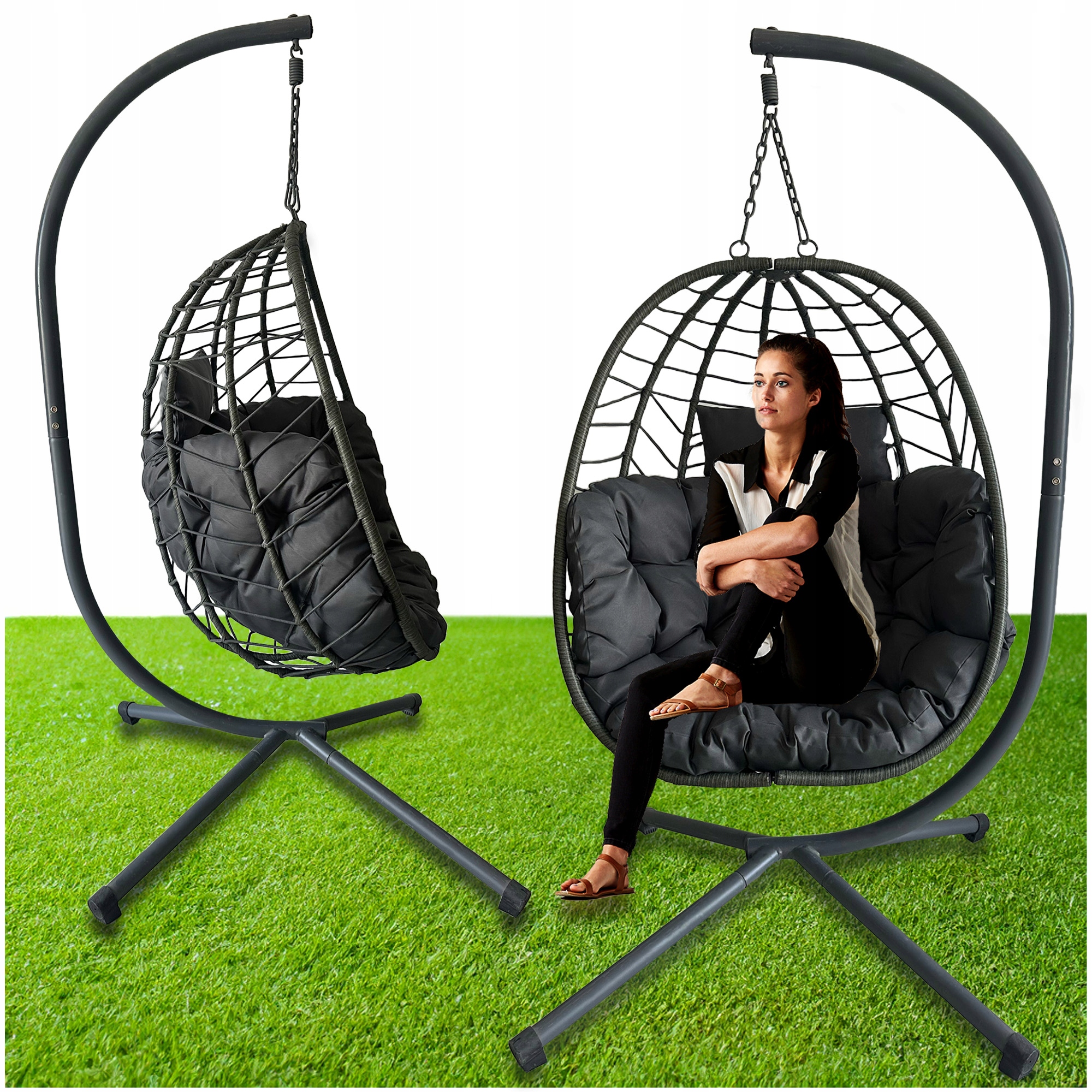 Fotel Wiszący Kokon Ogrodowy Gniazdo Bujany Kosz Huśtawka Balkonowa Taras