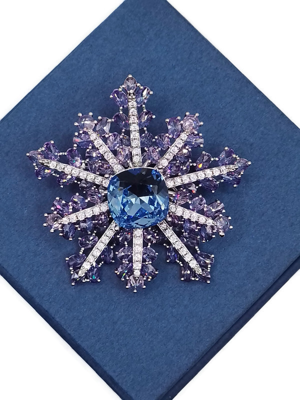 Luxusní Brož S Veskem Brož Vločky, Stříbrná Sněhová Vločka Dárek Krabička