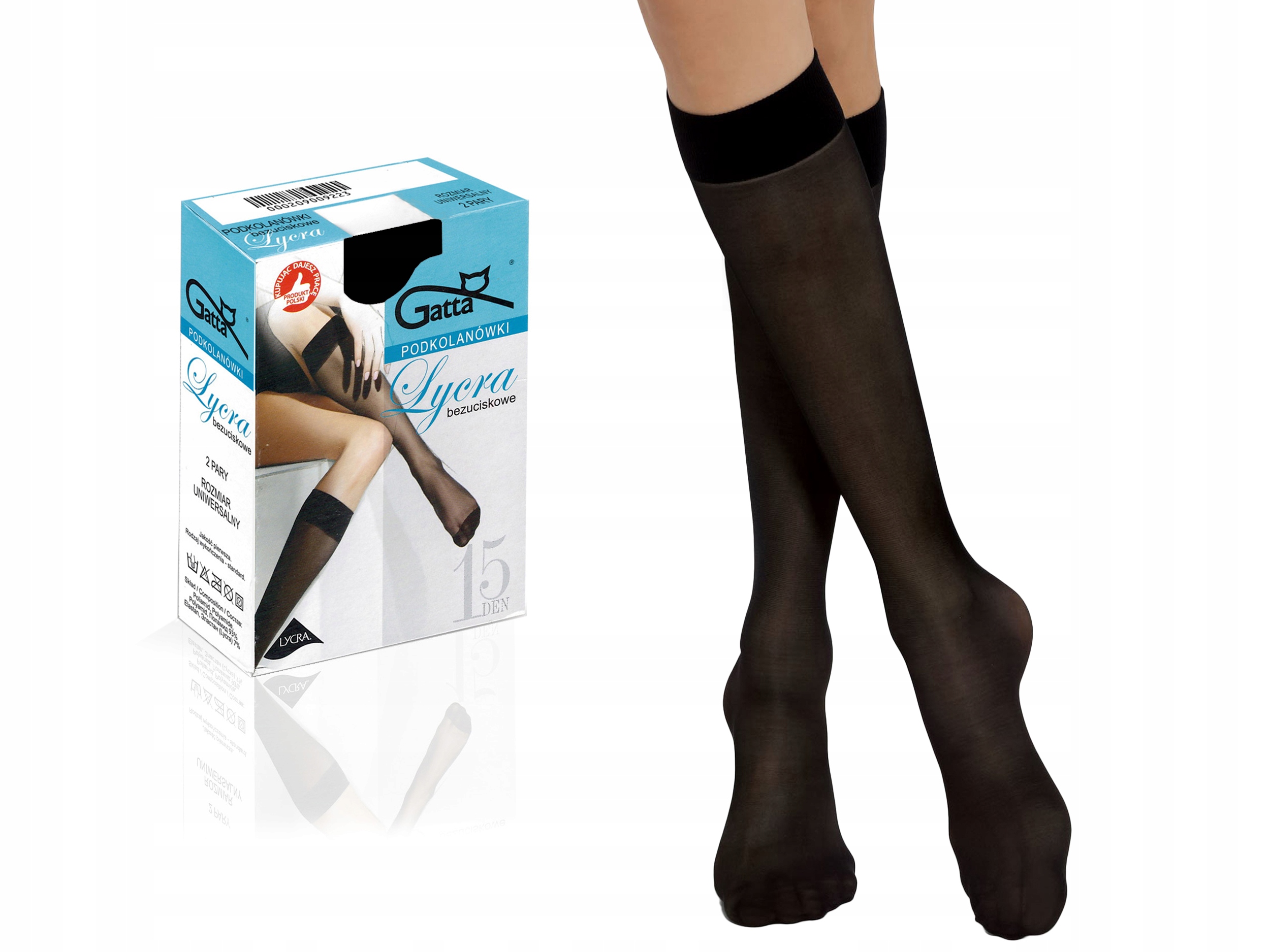 

Gatta lycra podkolanówki, 15den, 2 pary czarny uni