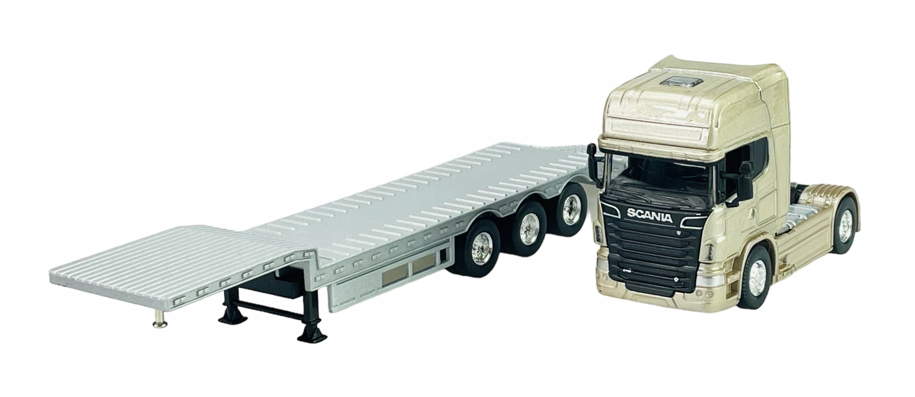 WELLY SCANIA V8 R730 ZŁOTY + LAWETA 1:64 CIĘŻARÓWKA NOWY METAL MODEL 68025 Marka Welly