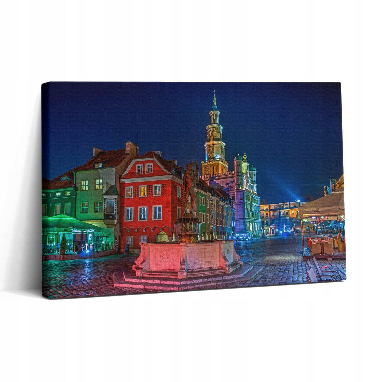 Plátěný obraz Canvas Premium do obývacího pokoje Trh Poznaň v noci 30x20 cm