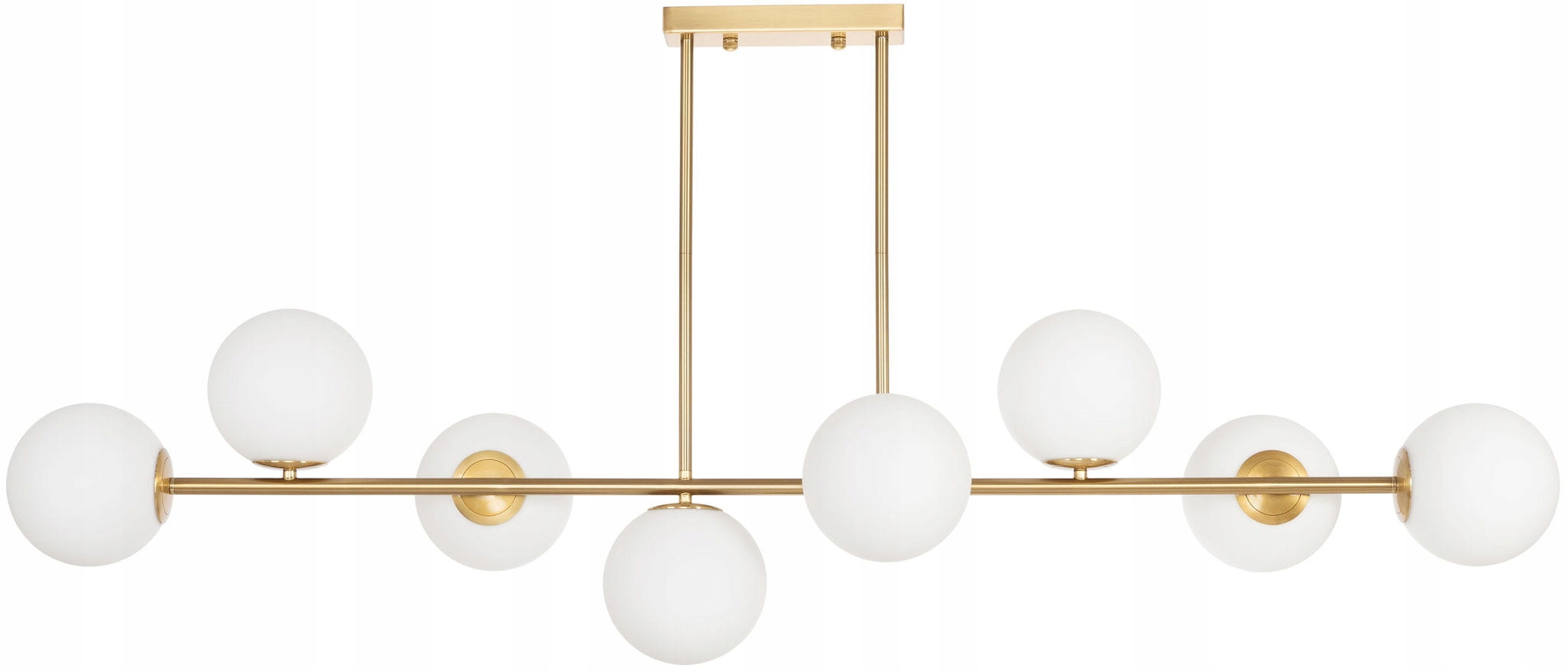 Lampa sufitowa duża Milano Grande gold 8 kloszy mleczne kule EP1C25