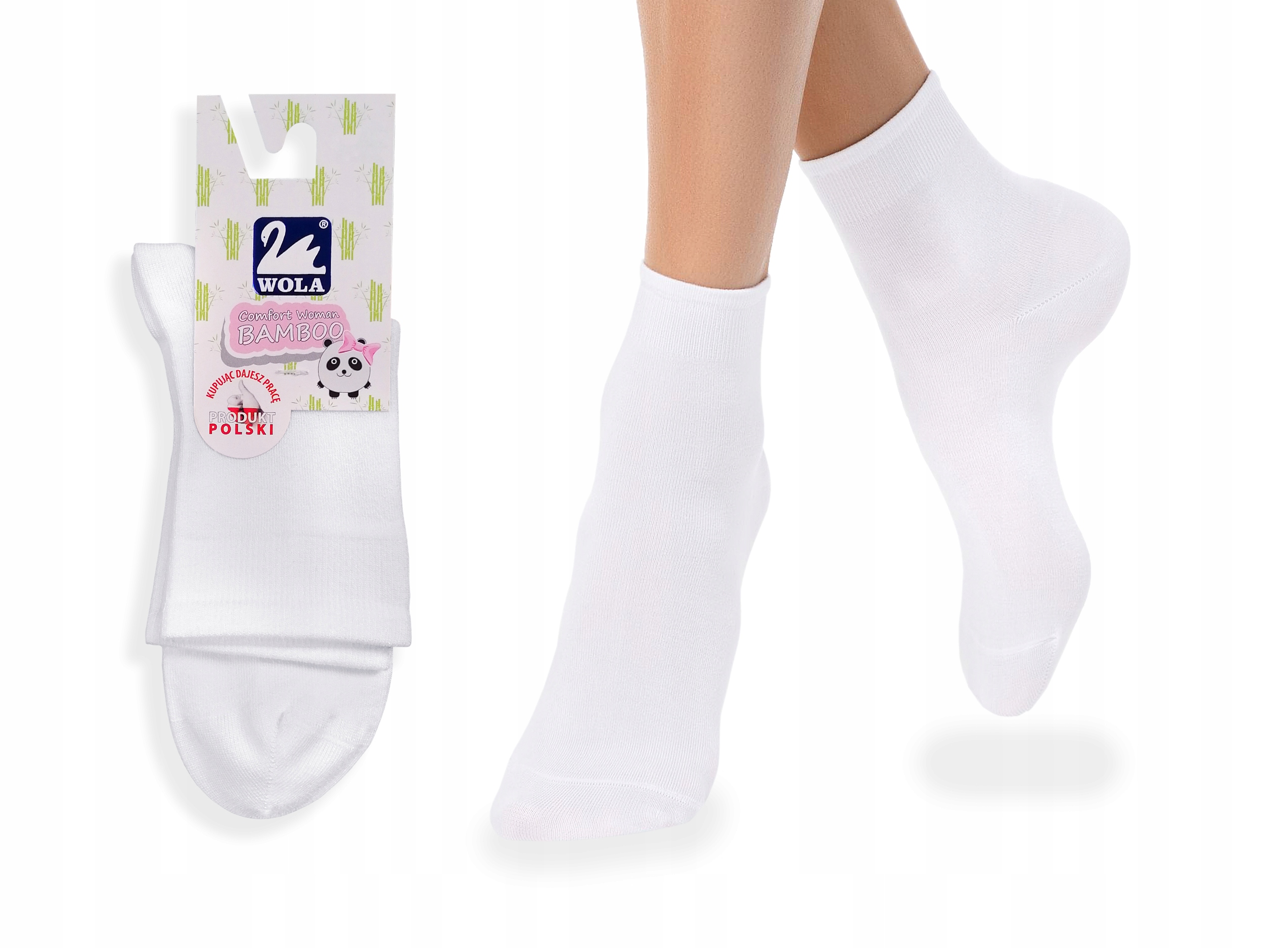 

Gładkie skarpety Bambusowe Wola White 05A, 39-41