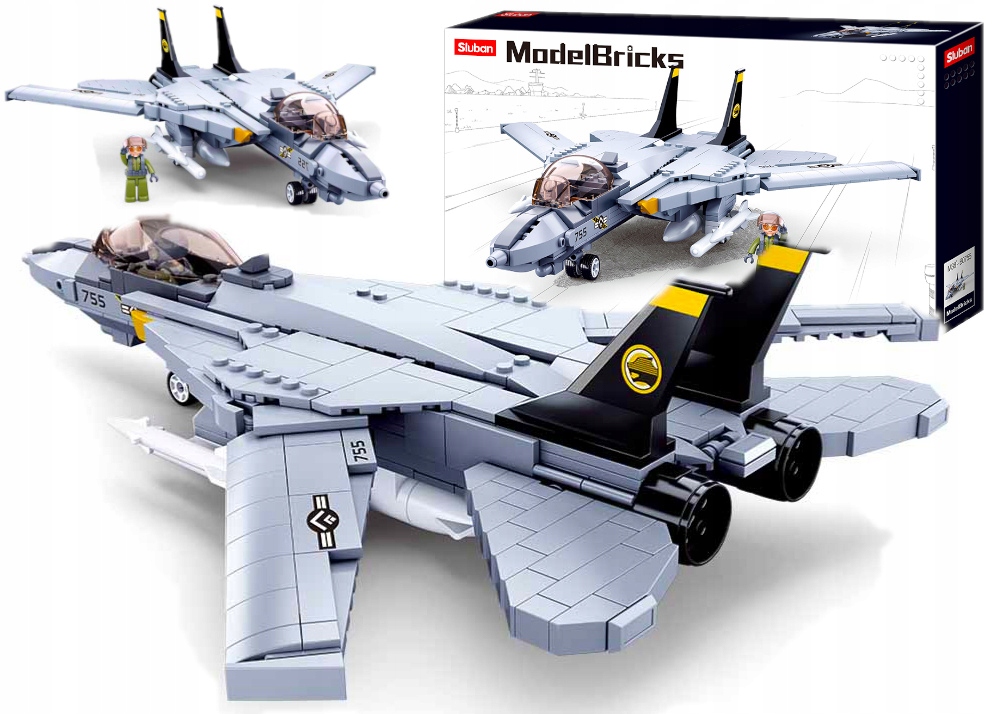 Klocki Samolot Grumman F-14 Tomcat MYŚLIWIEC USA WOJSKO + 2 LEGO BROŃ Marka LEGO