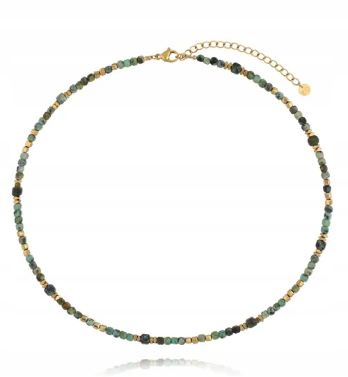 Naszyjnik By Dziubeka Afrykański turkus i złote akcenty Stal Regulowany