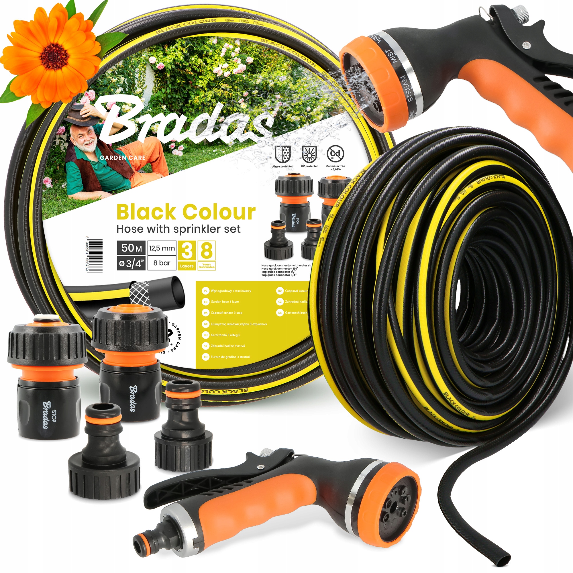 Záhradná Hadica 3/4 Zvinovacia Voda Flexibilná Zalievanie 50 m Šlauf 3-VRSTVOVÁ Yo