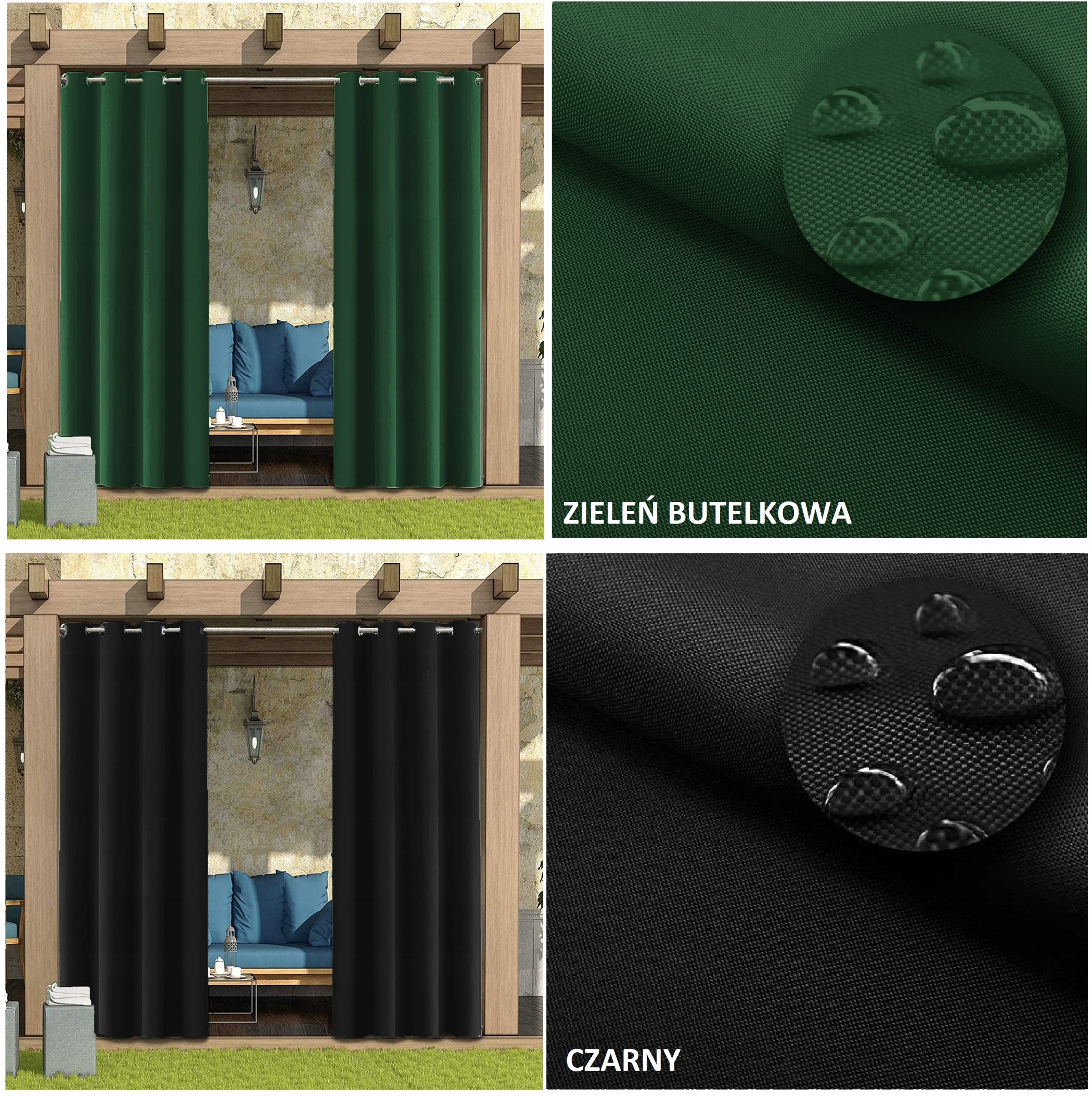 ZASŁONY OGRODOWE 155x240 DO ALTANY TARASU OGRODU Długość 2.4 m