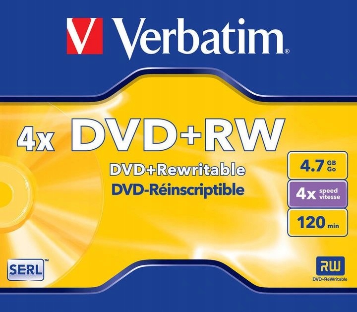 

Verbatim Dvd+rw 4x 4,7GB Wielokrotny zapis 1 szt