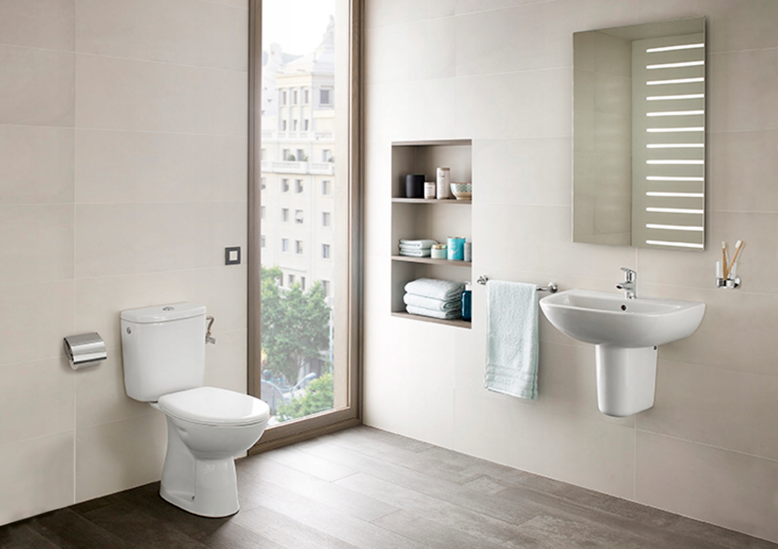 ROCA MADALENA Miska WC do kompaktu o/poziomy z deską PP biały BEZ ZBIORNIKA Linia ADELE