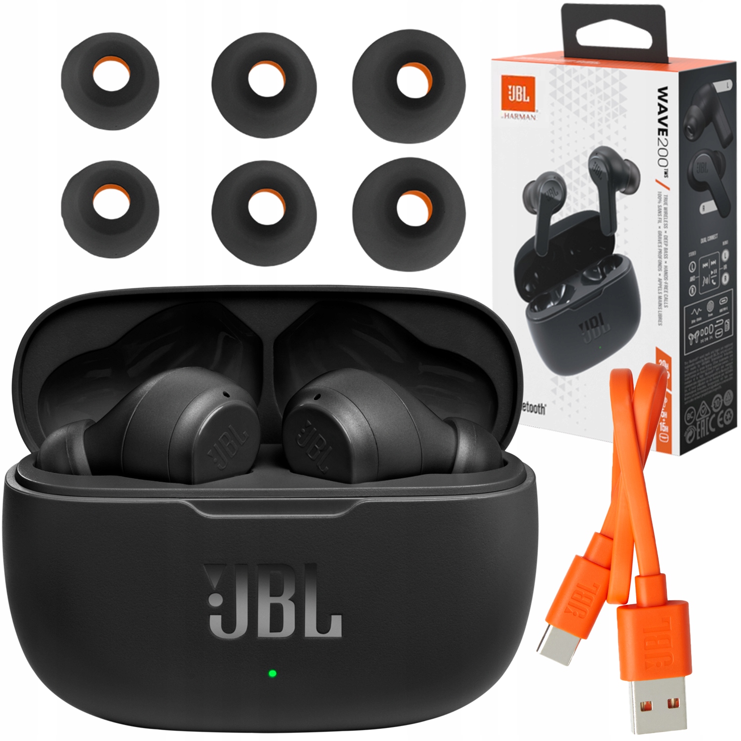 Jbl Wave 200 Tws Słuchawki Bezprzewodowe Douszne Bluetooth Bass Czarne