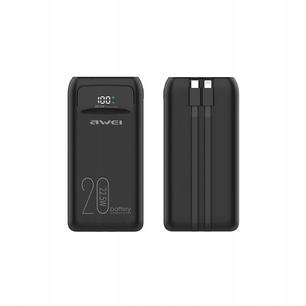 Powerbanka Awei P169K 20000mAh 22.5W Černá Displej Pd Lightning