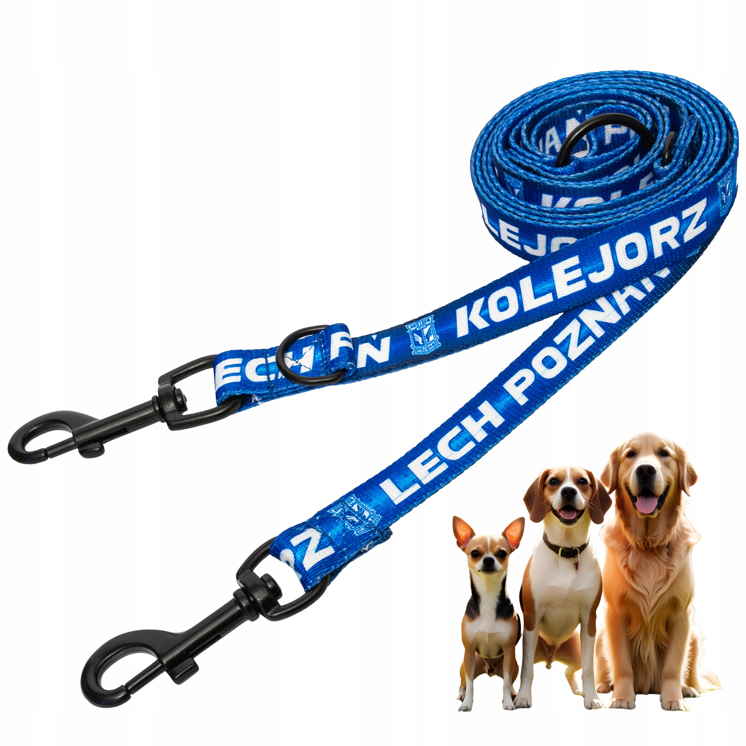 Levně Vodítko pro psa Lech Poznaň 240 cm Originální licencovaná silná klubová sada