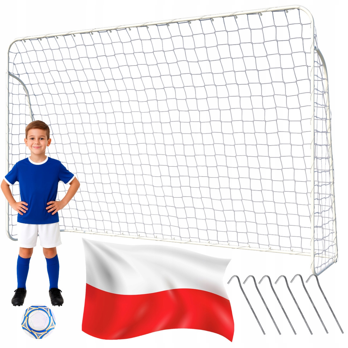 Fotbalová branka pro děti přenosná, velká, kovová, skládací, 300 x 200 cm