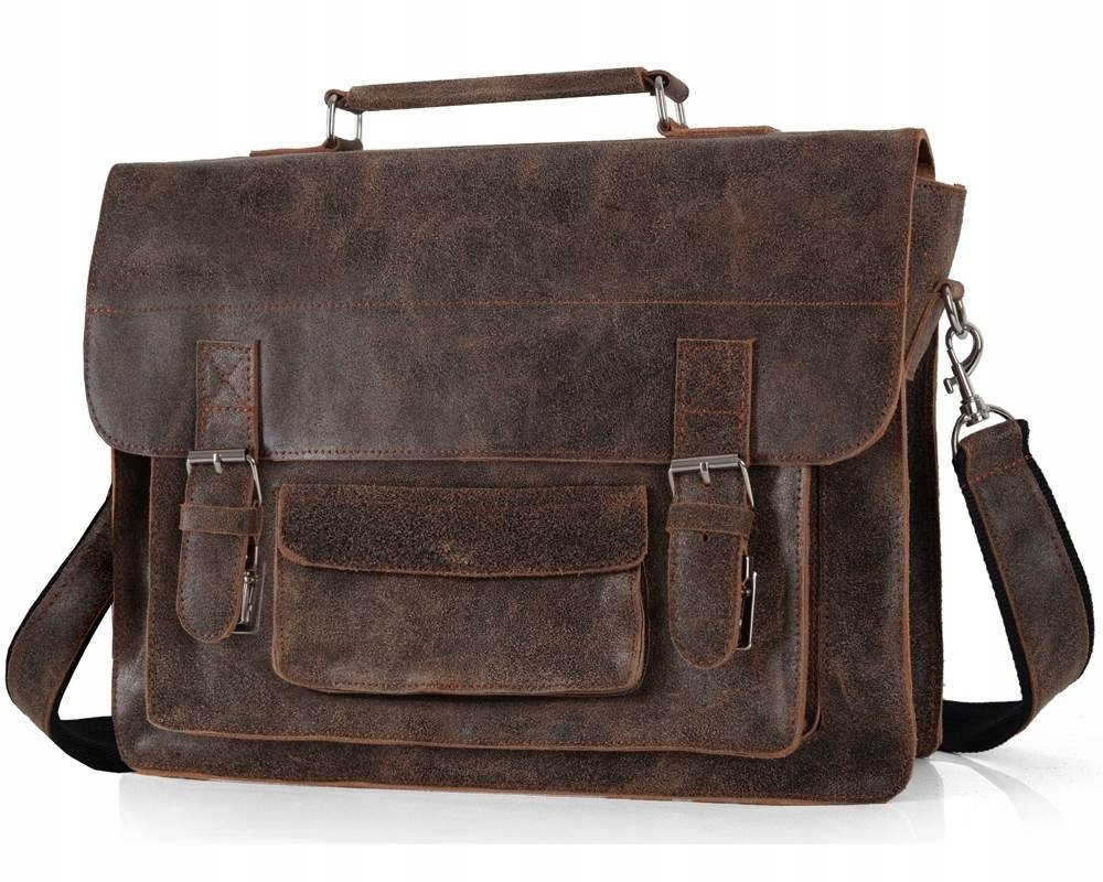 BRĄZOWA SKÓRZANA TORBA NA DOKUMENTY SOLOME LAGO 04 Marka Solome