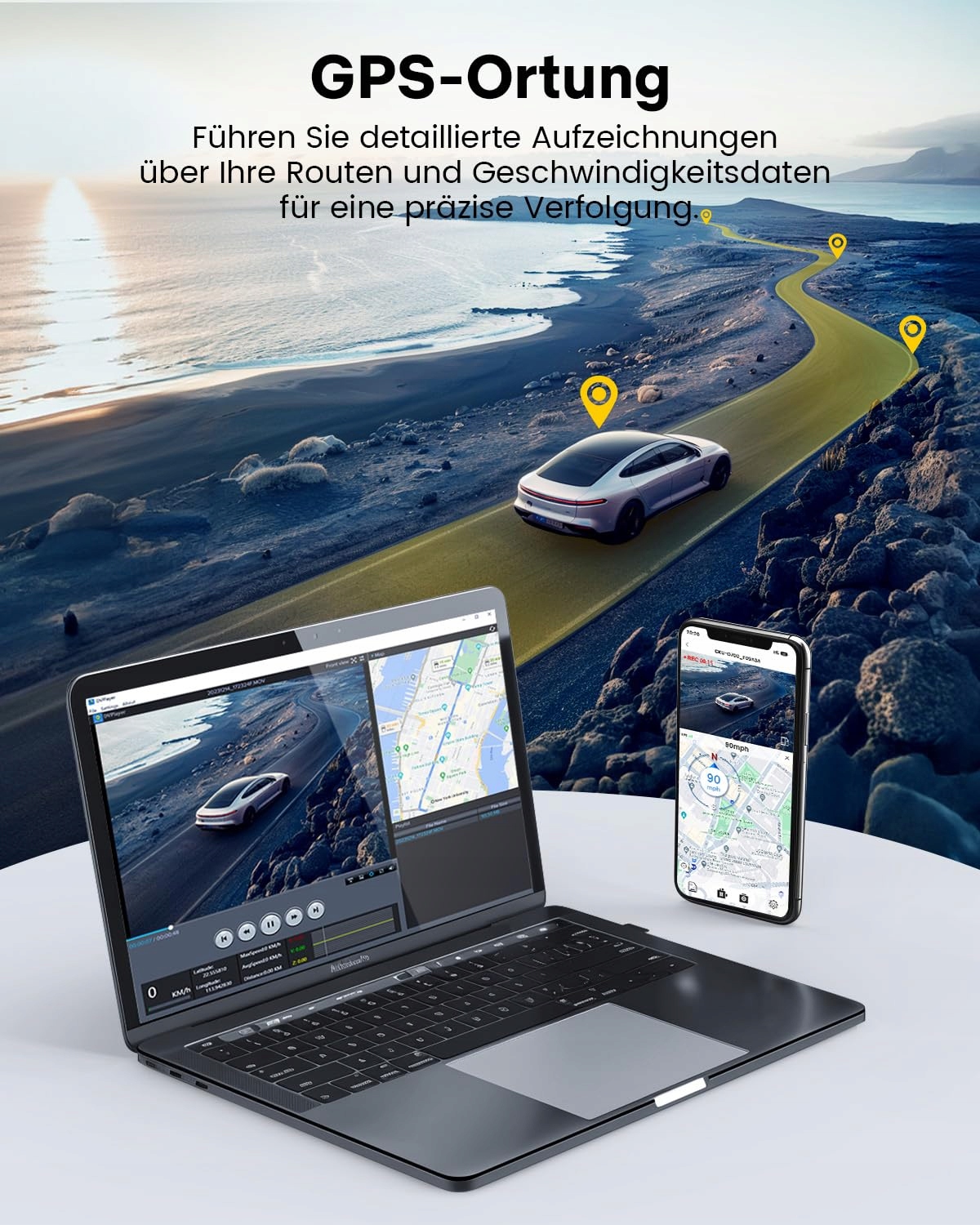 GKU Kamera Samochodowa 4K 2K Ekran Dotykowy GPS WiFi 64GB Karta SD — miniatura 5