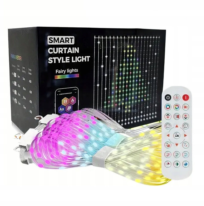 Smart 400 Led Závěs 2X2 M Usb Bluetooth Dálkový Ovladač Pro Rgb Inteligentní Zvuk