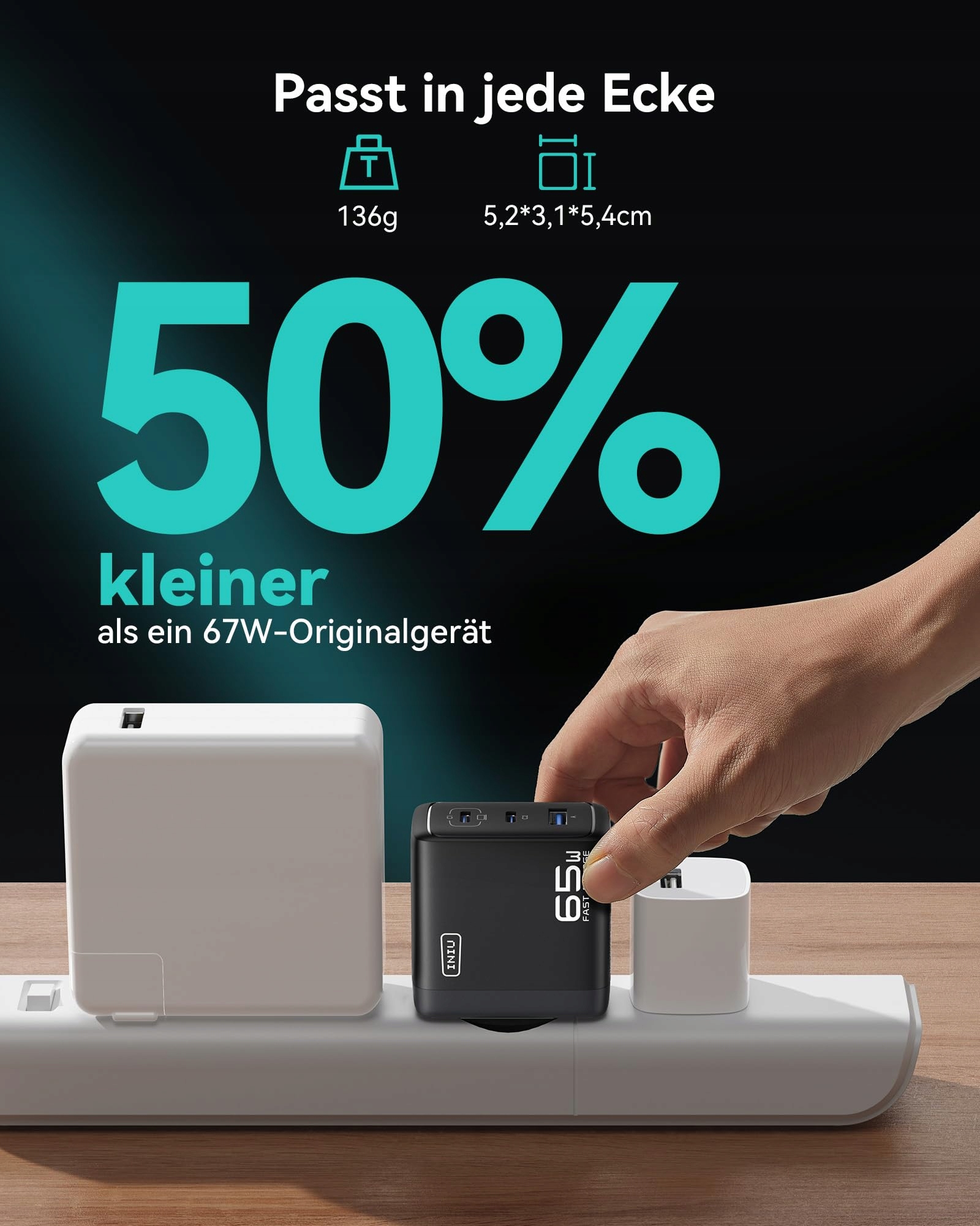 INIU 65W Ładowarka USB C Z Kablem Szybkie Ładowanie iPhone iPad Samsung — miniatura 5