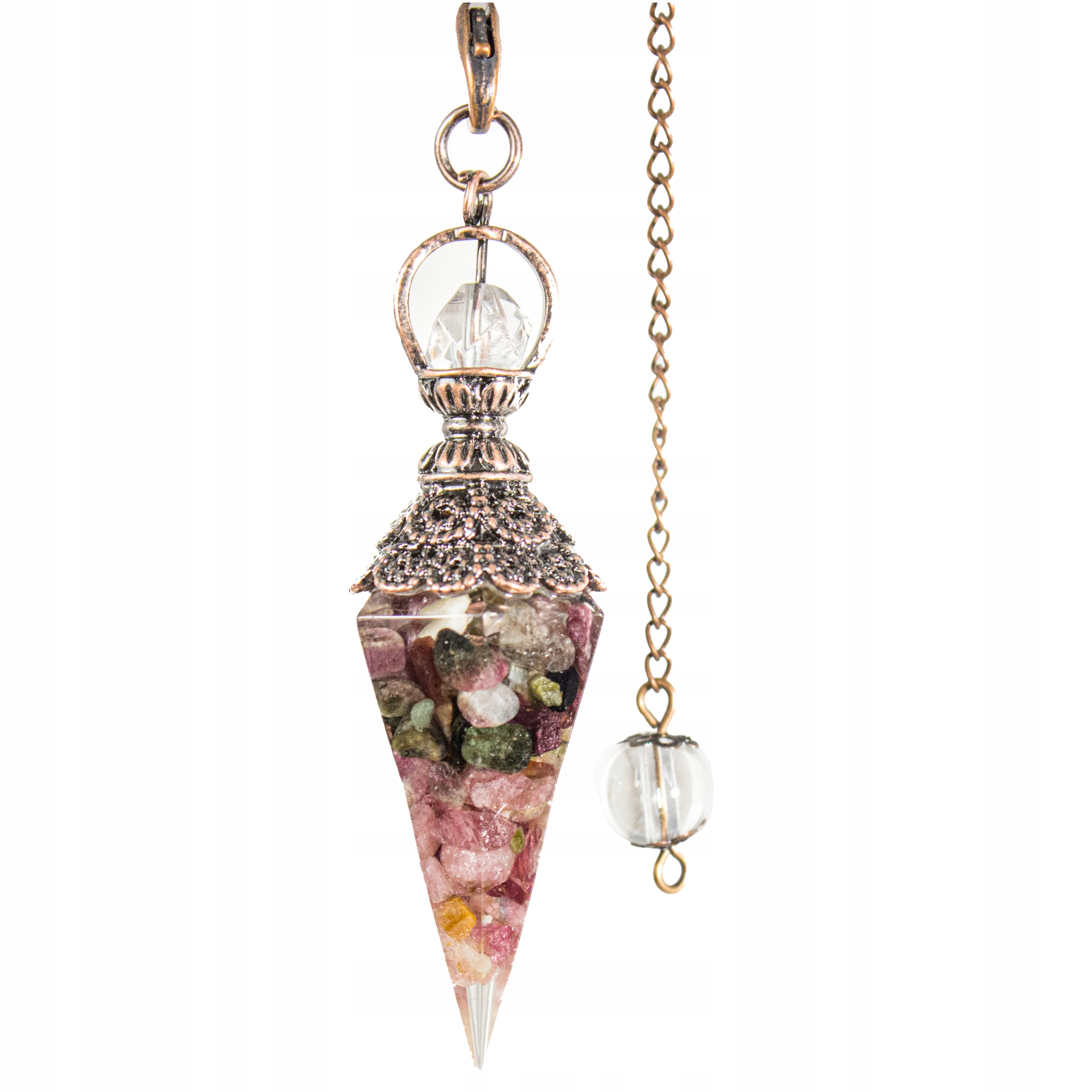 Piękne Wahadełko Orgonit Turmalin Kolorowy Czakry Wahadło Radiestezyjne