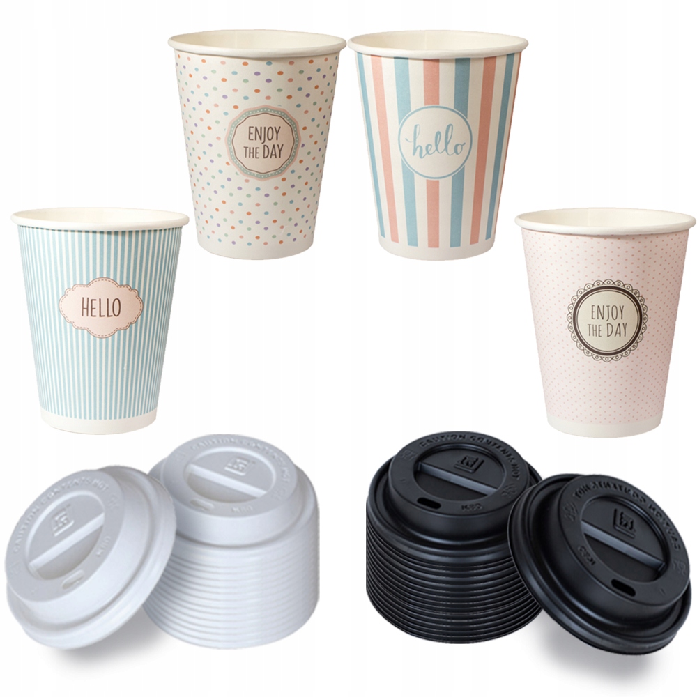 KUBKI PAPIEROWE DO KAWY 250ML PASTELE + WIECZKA 100SZT (do odsprzedaży)