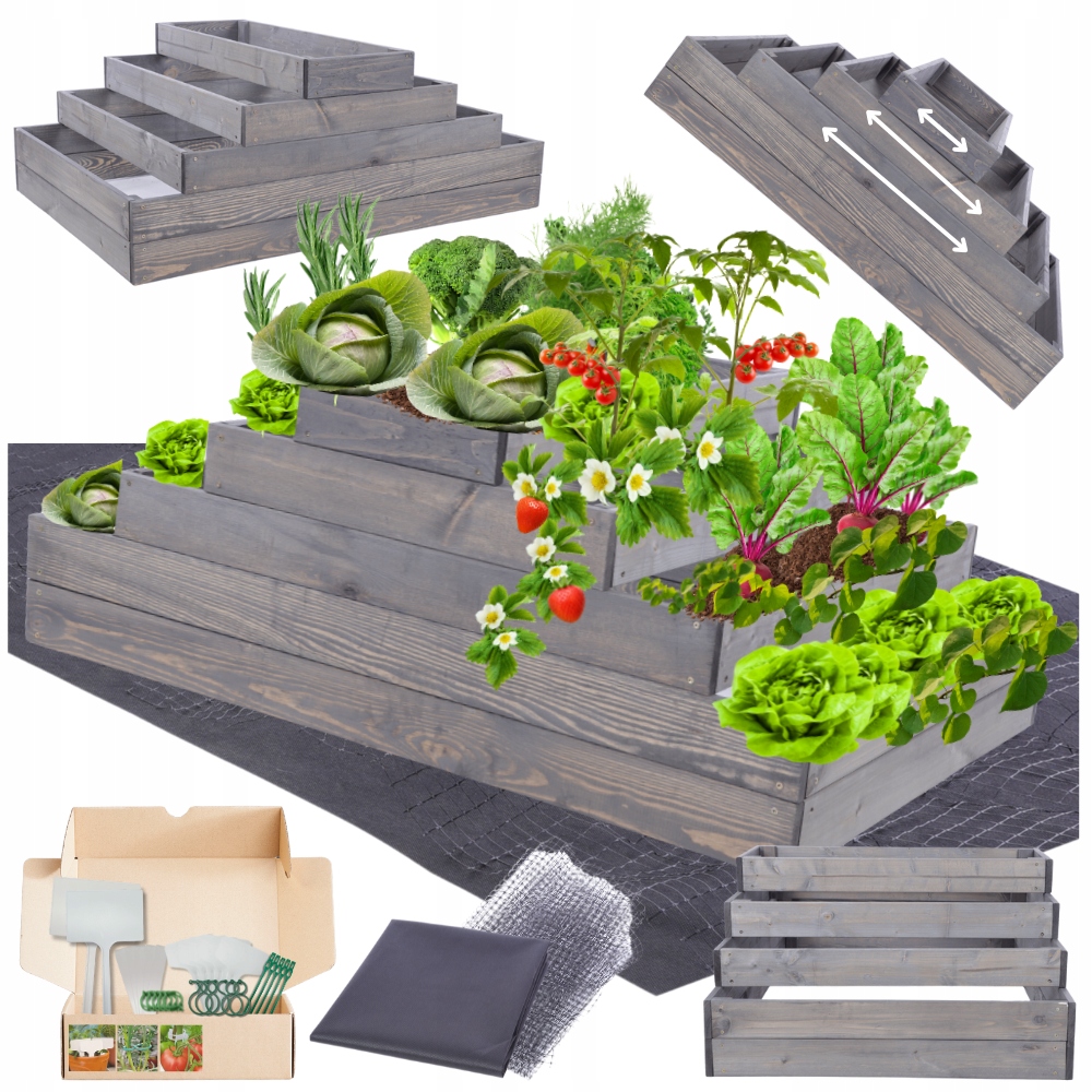 Vyvýšený kaskádový záhon s nastaviteľnou impregnáciou 45x120x80