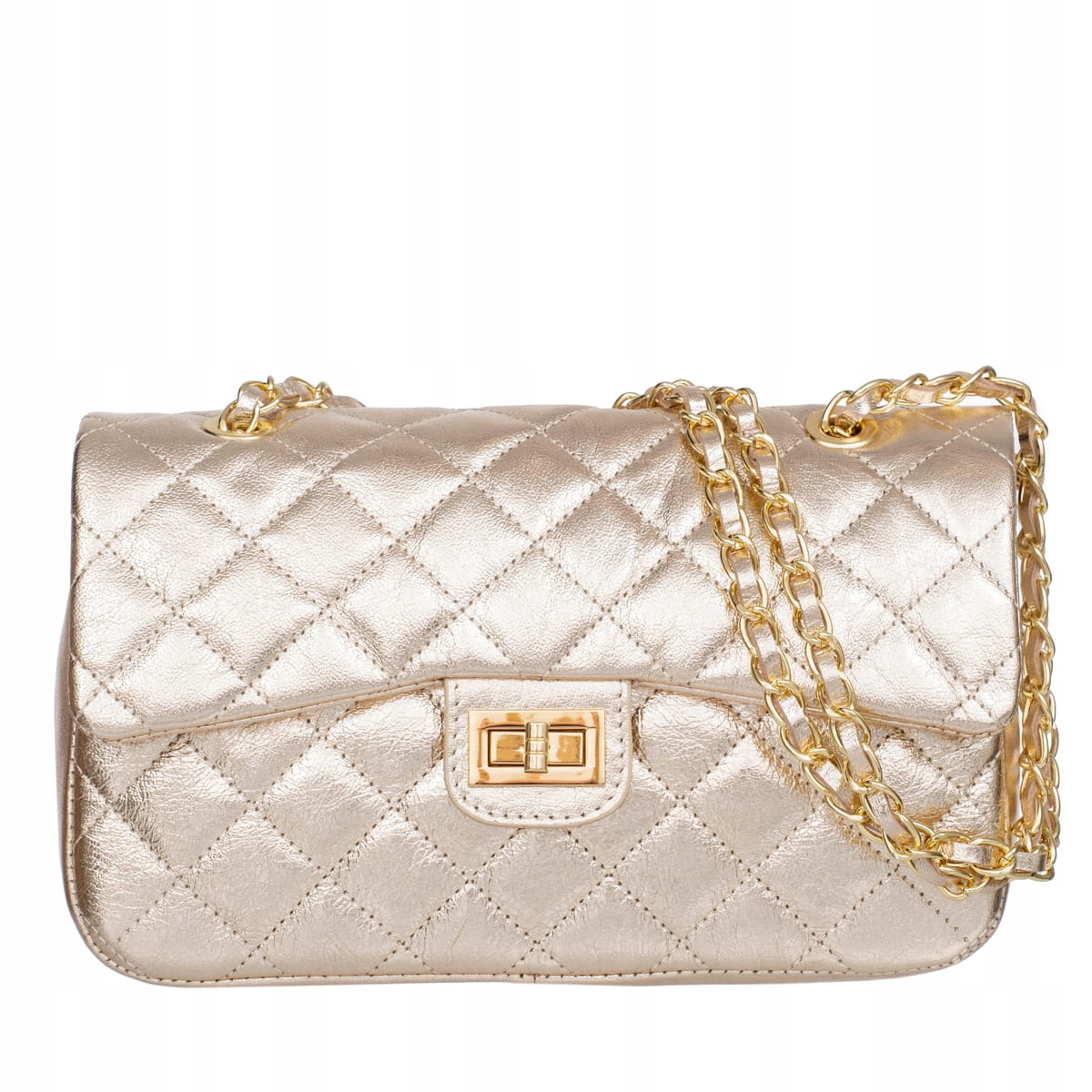 Kožená prošívaná kabelka Vezze Festa Grande Zlatá