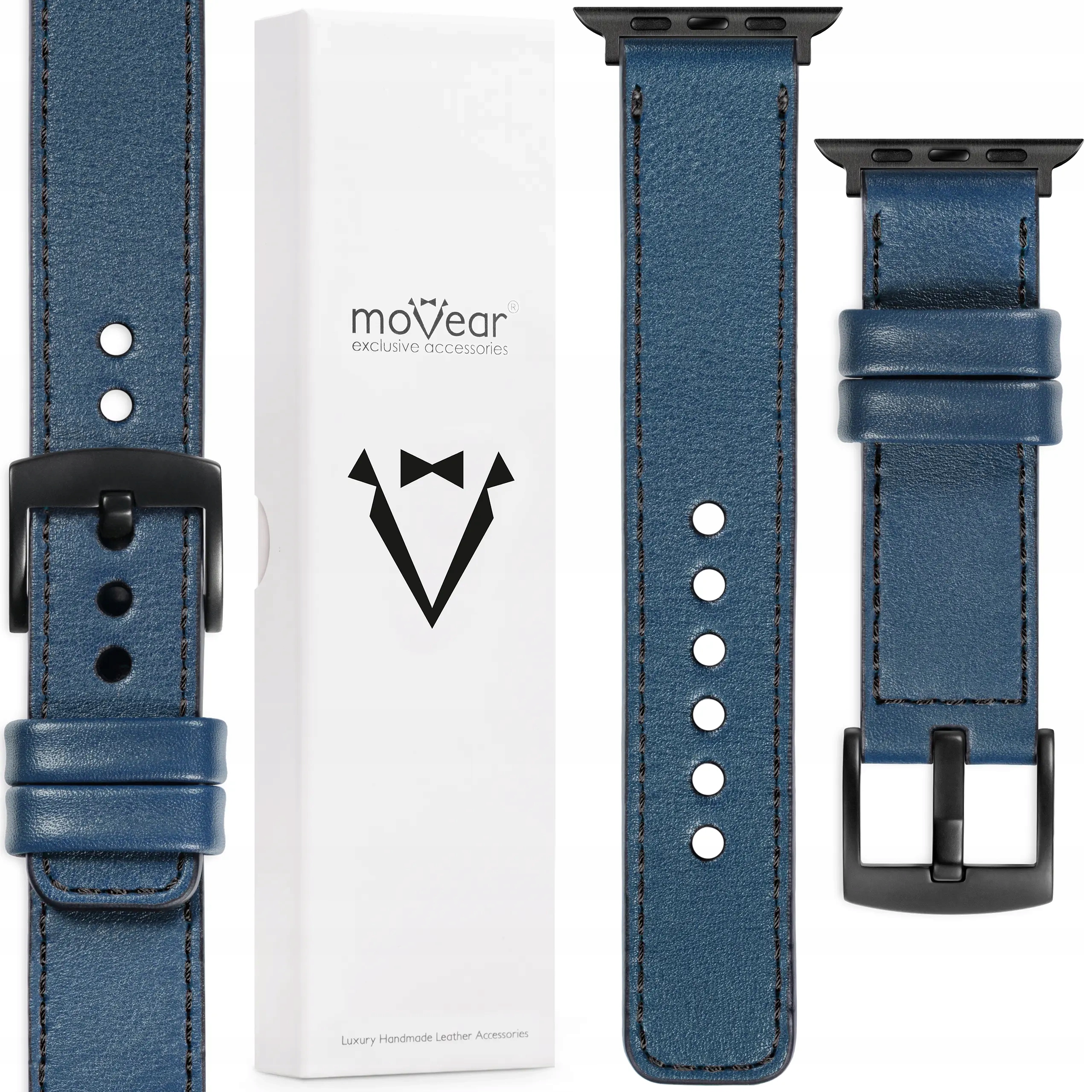 Pásek pro Apple Watch 42/41/40/38 mm Italská kůže Exkluzivní modrá