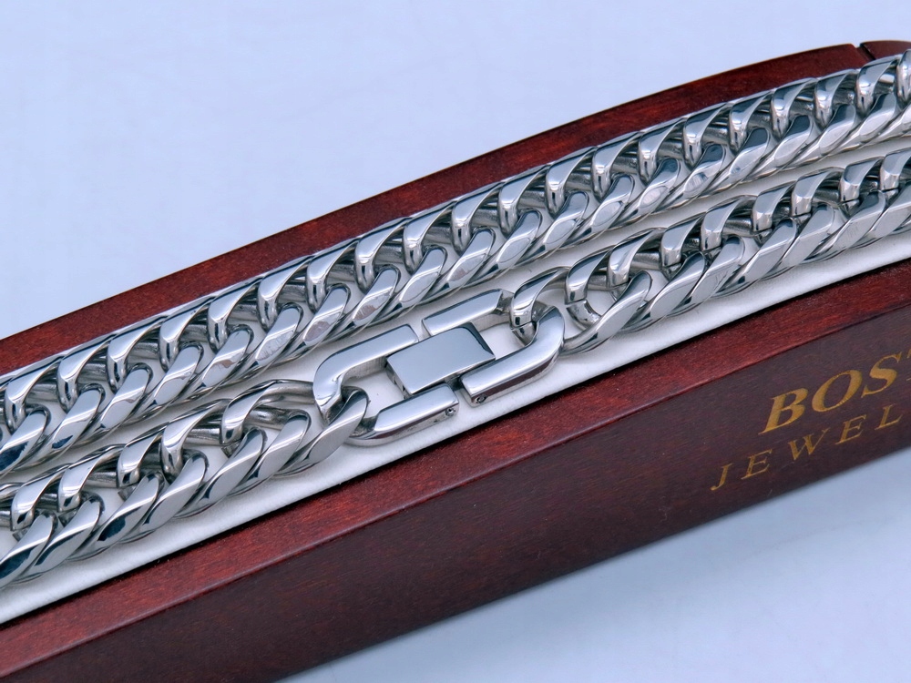 GRUBY SREBRNY ŁAŃCUSZEK Z KRZYŻYKIEM 316L PREMIUM Materiał stal