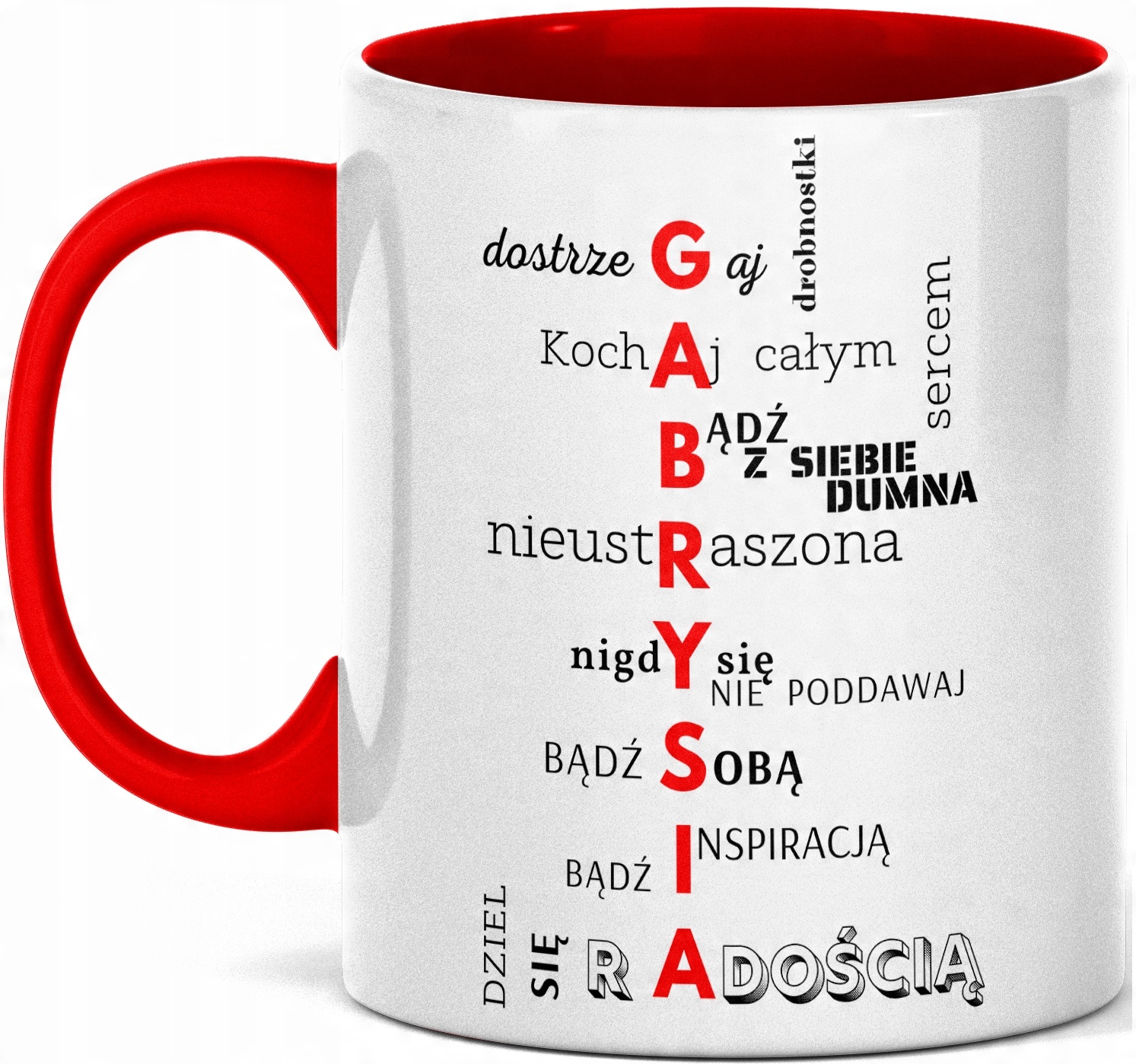 

Kubek motywacyjny z nadrukiem imieniem Gabrysia