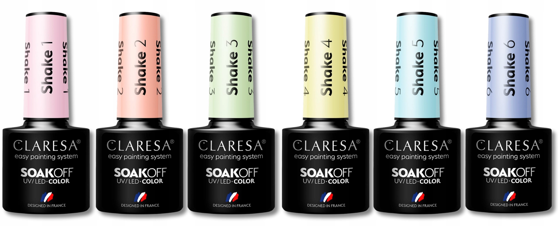 CLARESA LAKIER HYBRYDOWY SHAKE DO PAZNOKCI PASTELOWE NA WIOSNE ZIELEŃ RÓŻ Marka Claresa