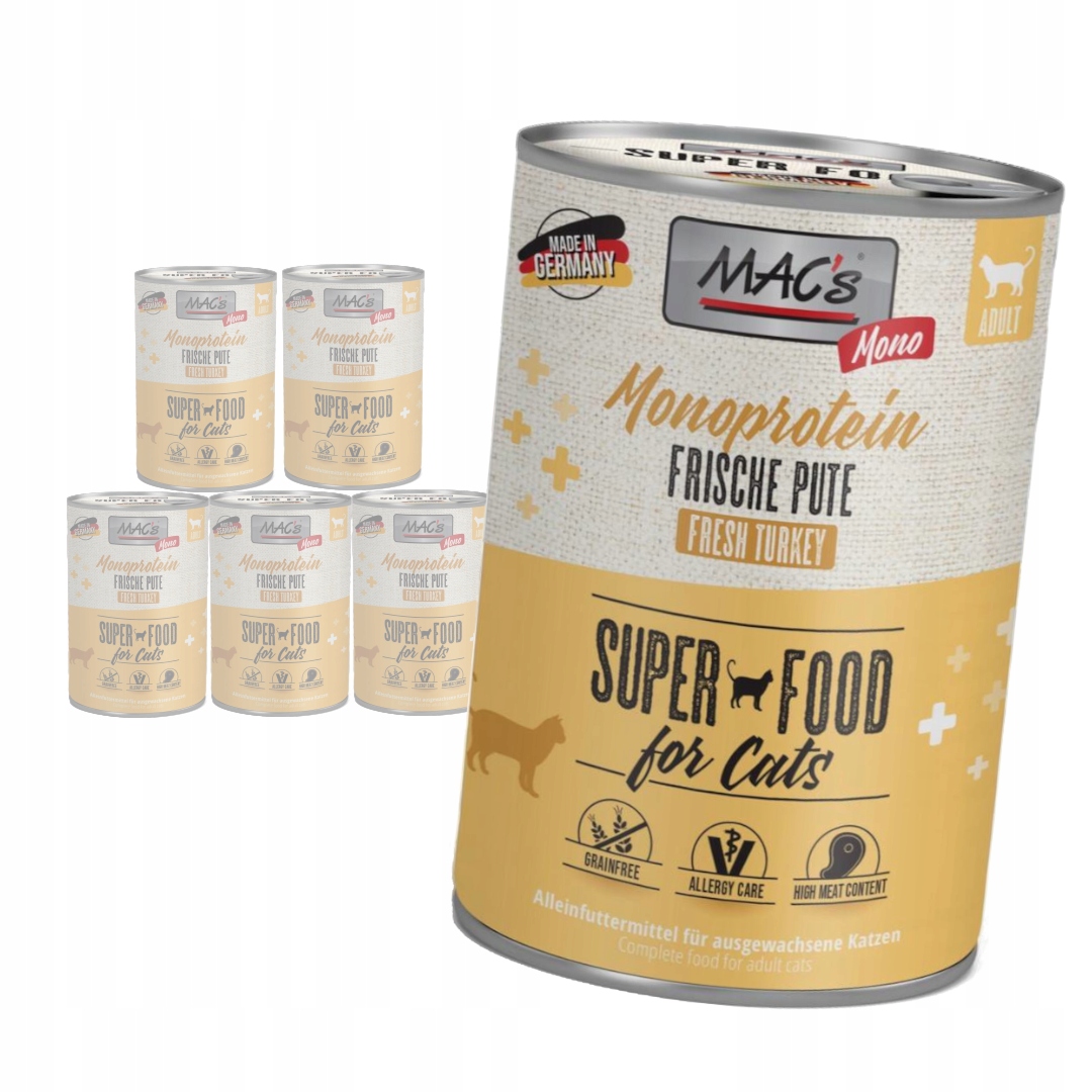 MAC's Cat 6x400g Monoproteinové Mokré Krmivo Pro Kočky s krůtou