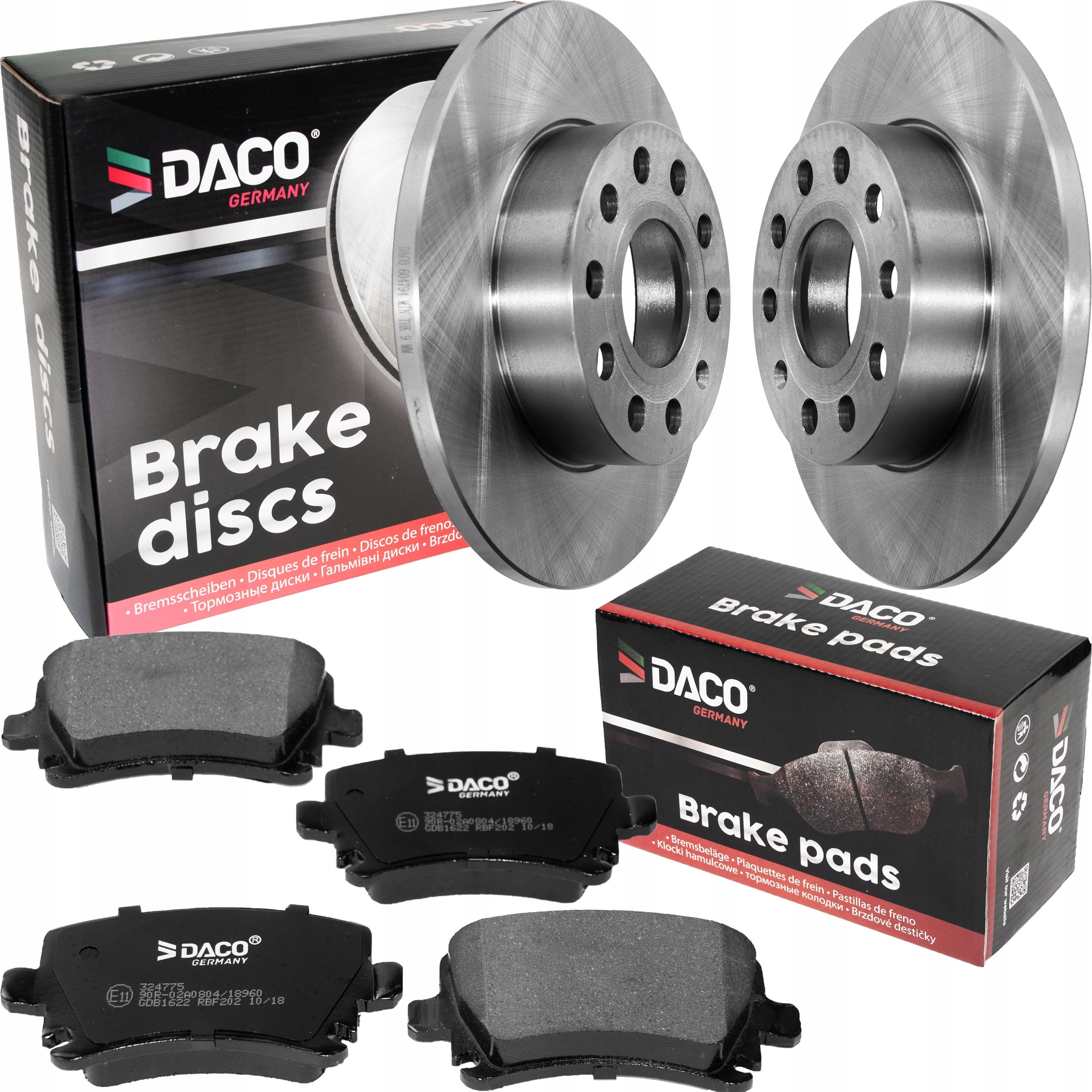 604794 - Диски колодки задній DACO A3 Octavia Superb II Golf V