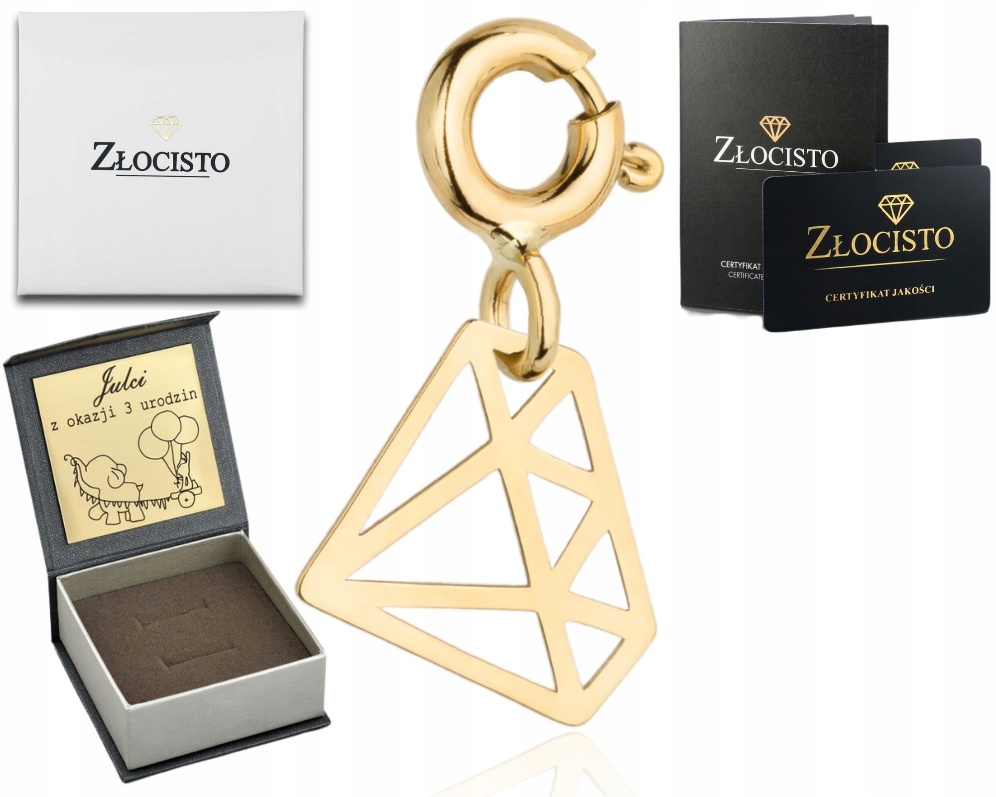 Zlatý Přívěsek Přívěsek Přívěsek Diamant 585 Gravírování