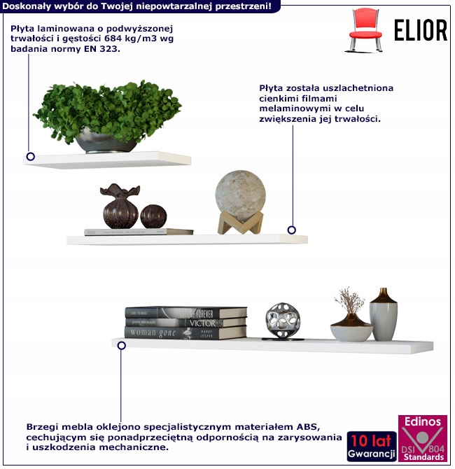 3X MINIMALISTYCZNA PÓŁKA SALON PRACOWNIA 3 KOLORY Kod producenta KP236799