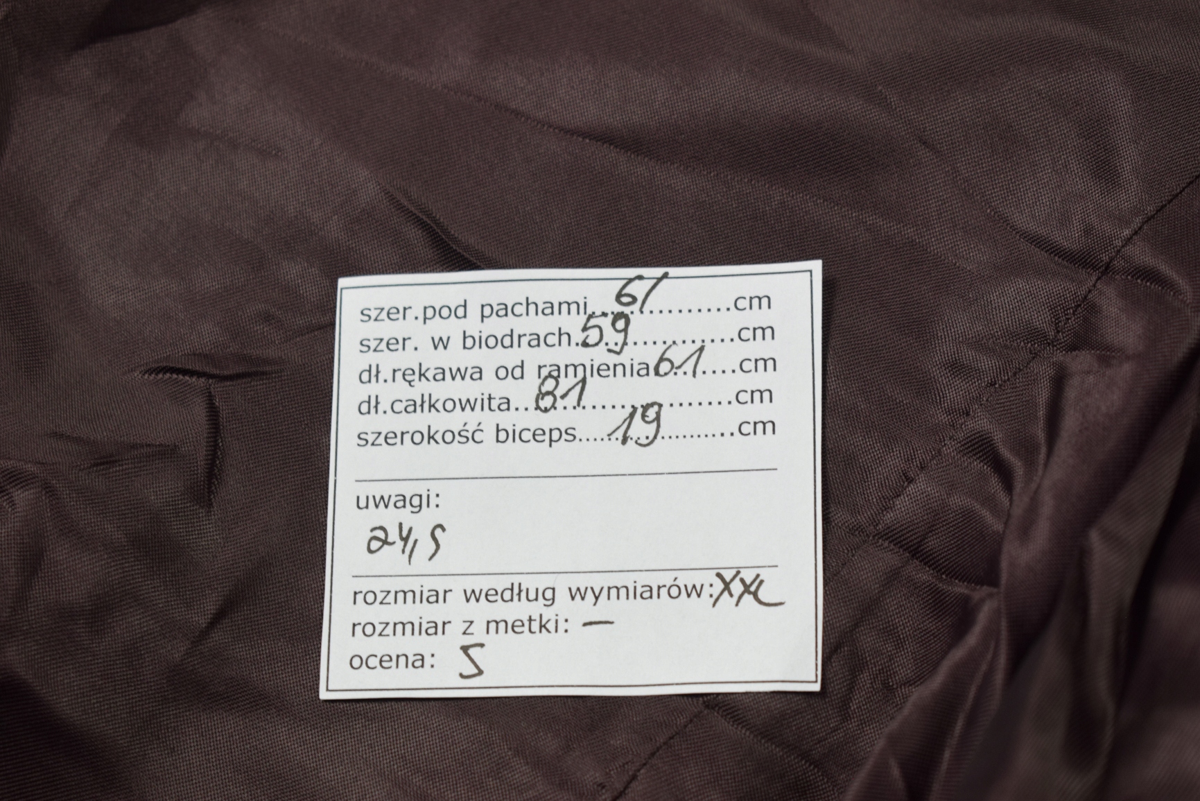 S16 A20 MARYNARKA MĘSKA POINTSMAN XXL Fason regular