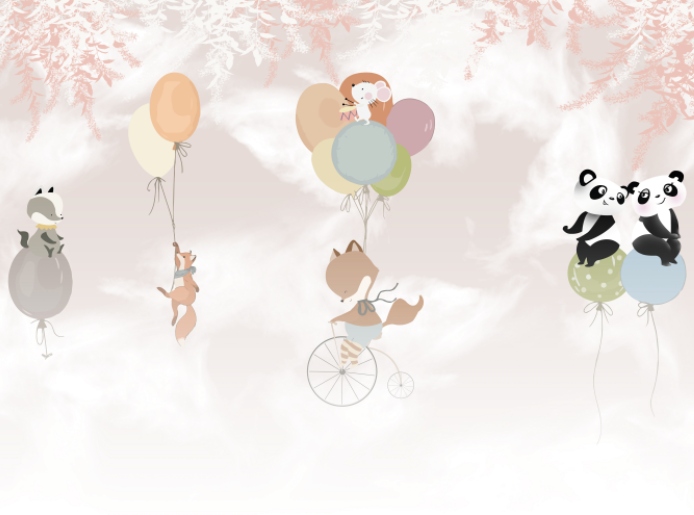 Fototapeta Zvířátka ve vzduchu pro děti 350 x 260 cm, struktura 350 g