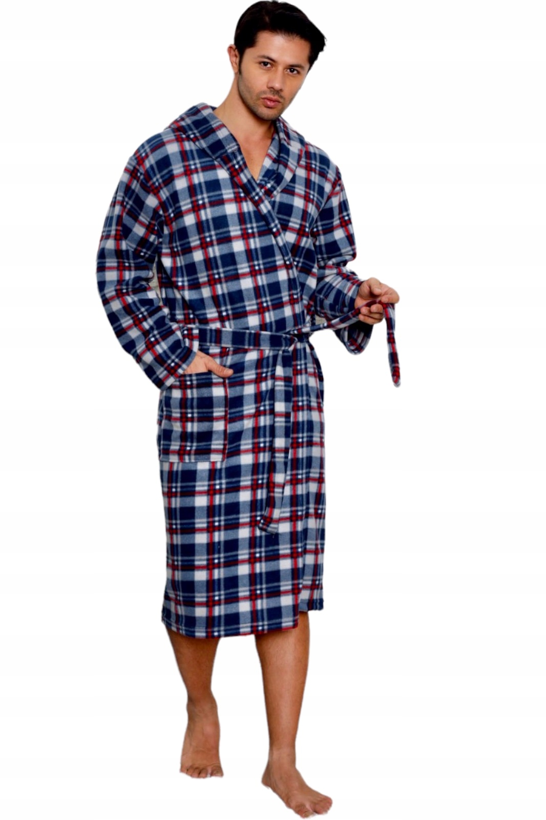 SZLAFROK MĘSKI POLAROWY Z KAPTUREM /CIEPŁY/MIĘKKI Rozmiar M