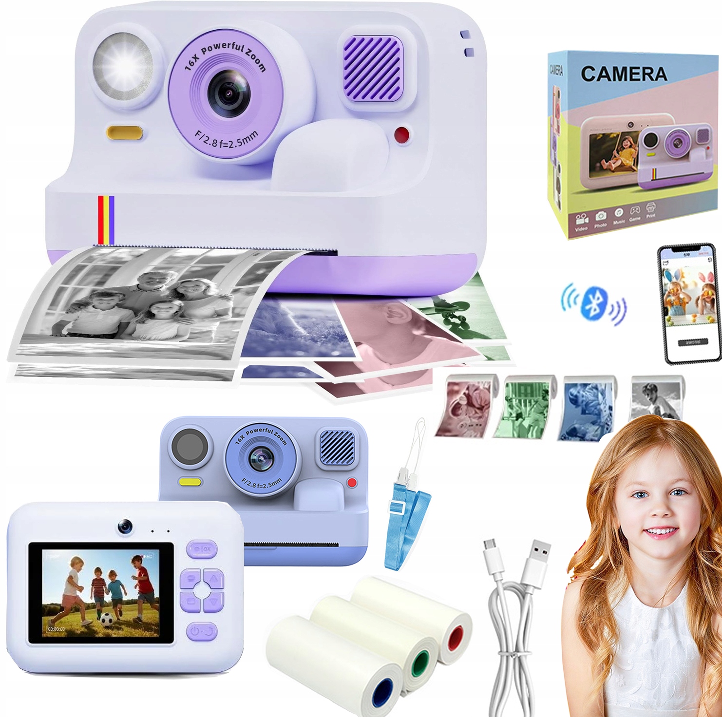 Digitální Fotoaparát 1080P Pro Děti Kamera Hračka Hry+karta 32GB