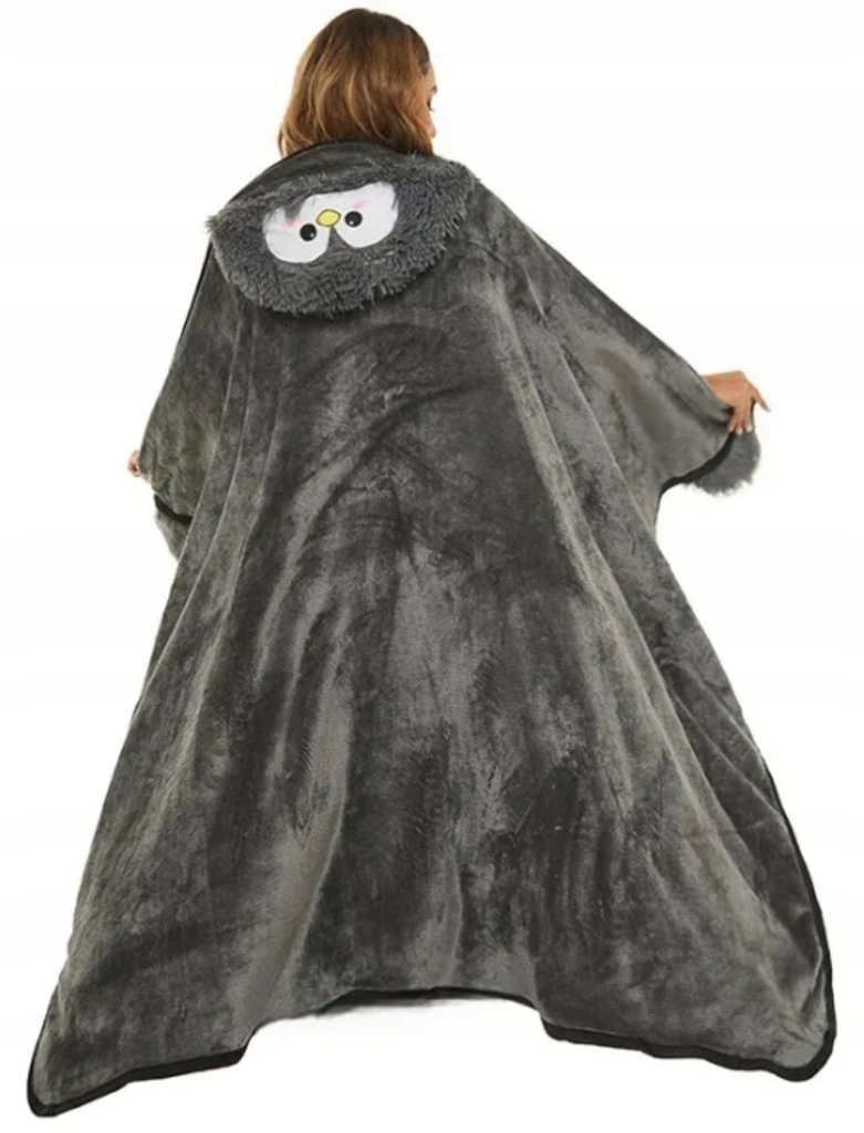 Deka S Kapucí A Rukávy Teplá Jako Dárek Grafitový Tučňák Přehoz