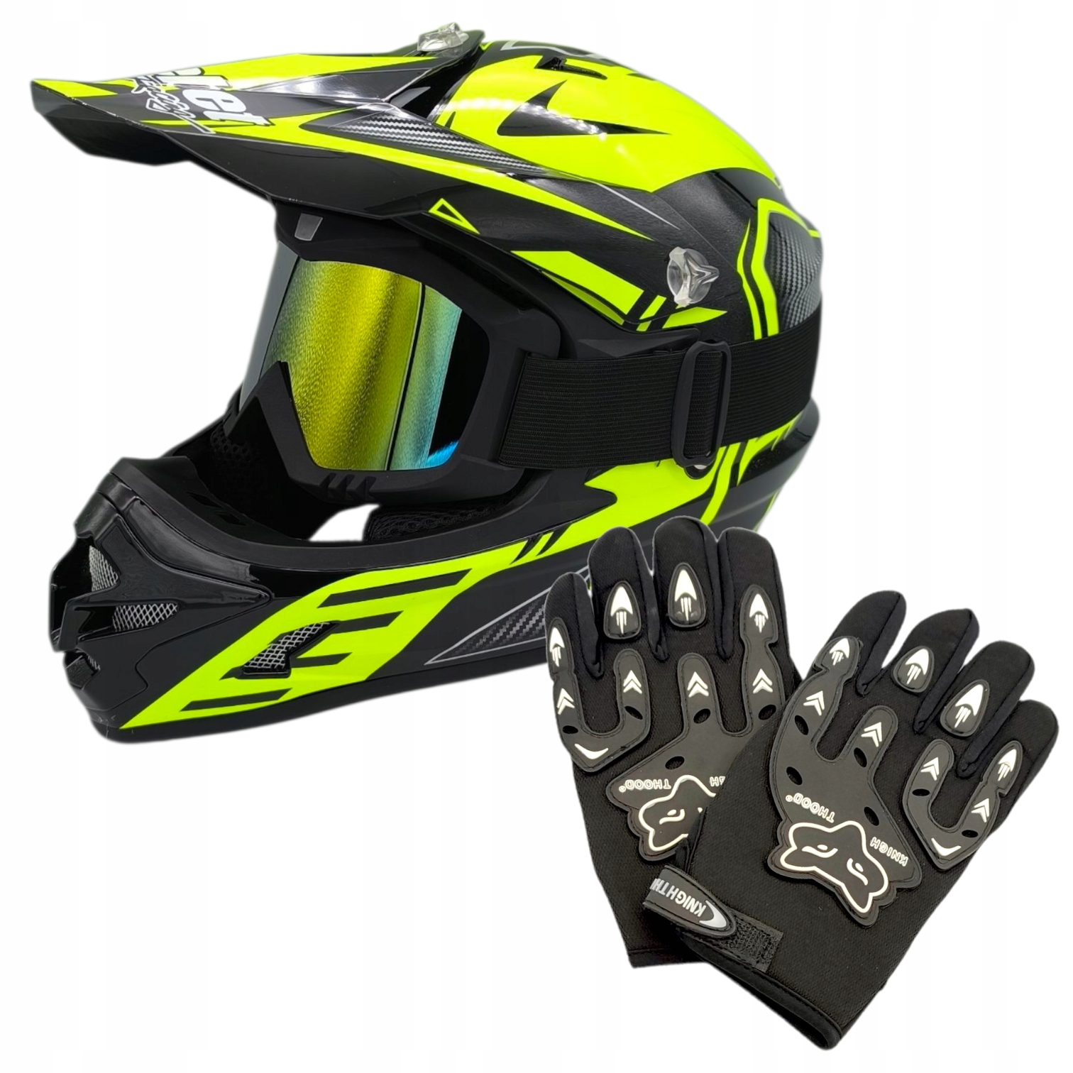 Kask Motocyklowy Cross Enduro Atv Mtb Downhill Zestaw L