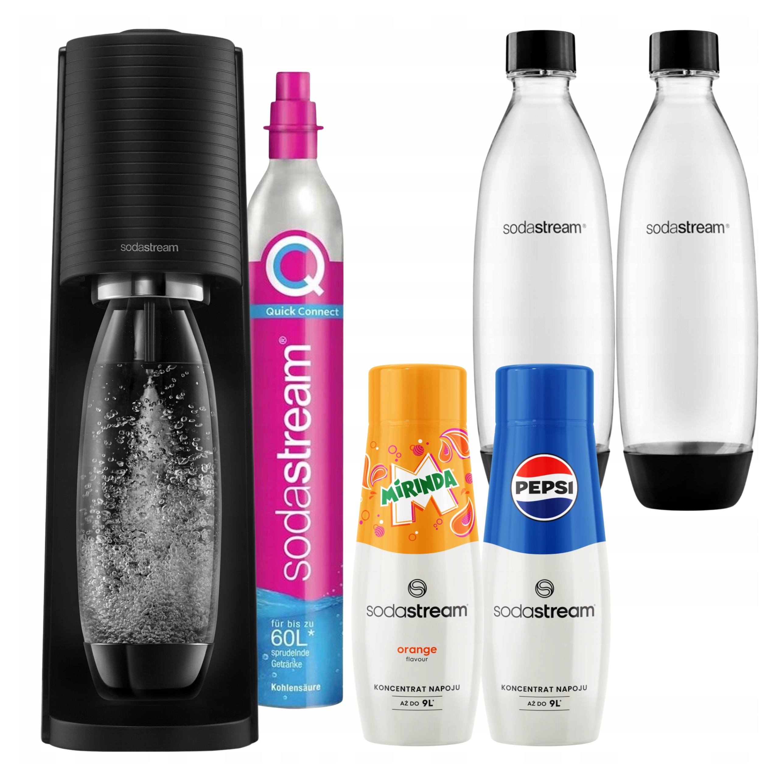 Výrobník Sody SodaStream Terra do vody 2 lahve 1 l sirupy Pepsi Mirinda