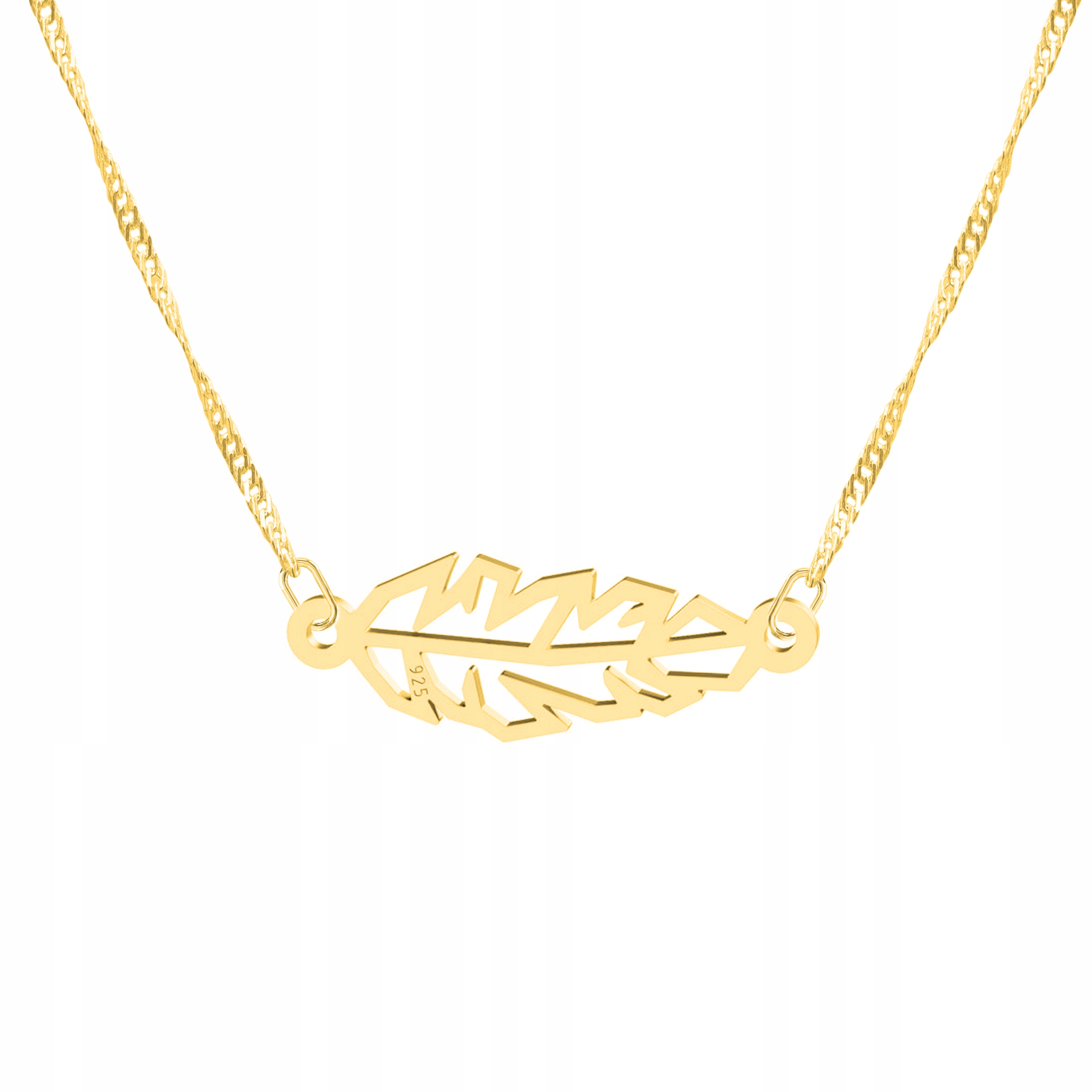 Řetízek zlatý náhrdelník stříbro 925 Pírko Origami