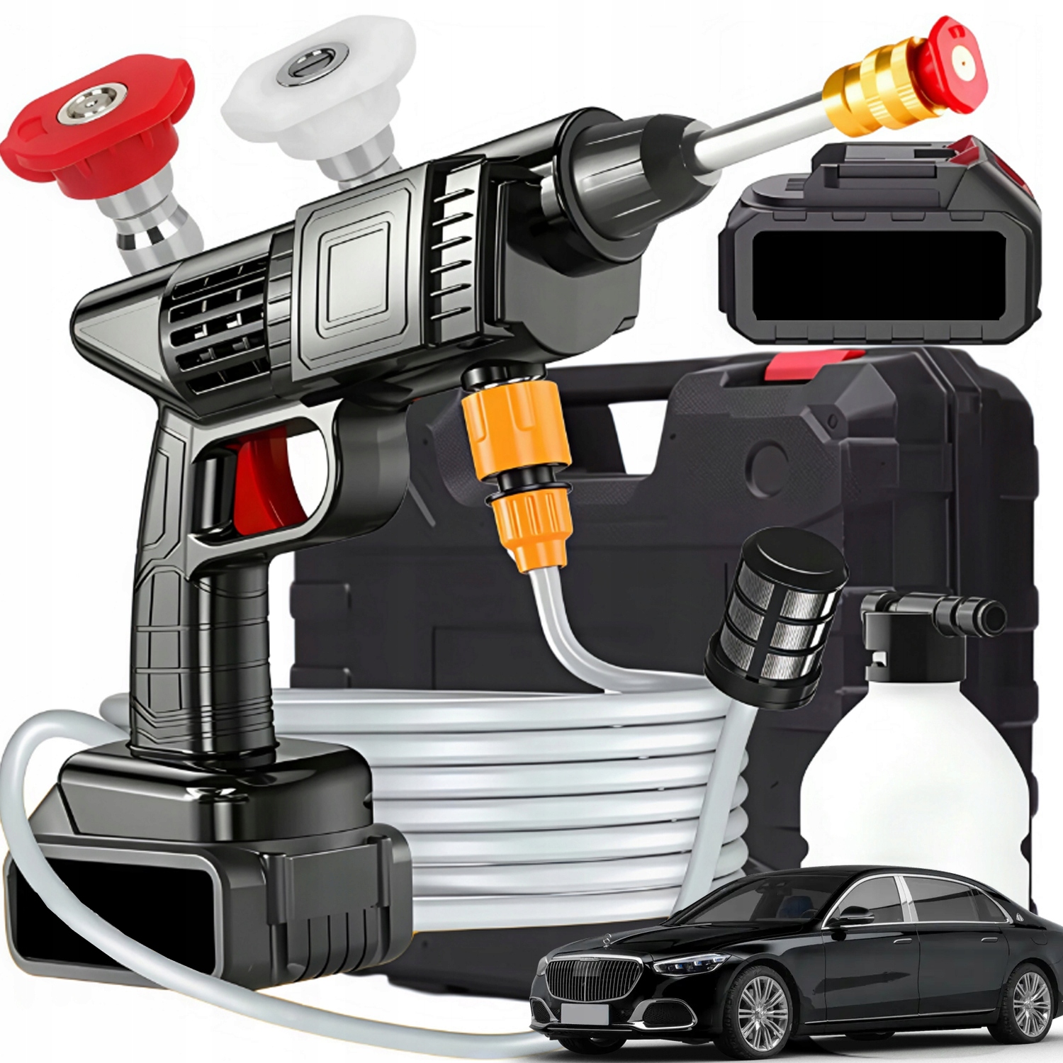 Mocna Myjka Ciśnieniowa Bezprzewodowa Akumulatorowa 1500W Z 2 Bateriami