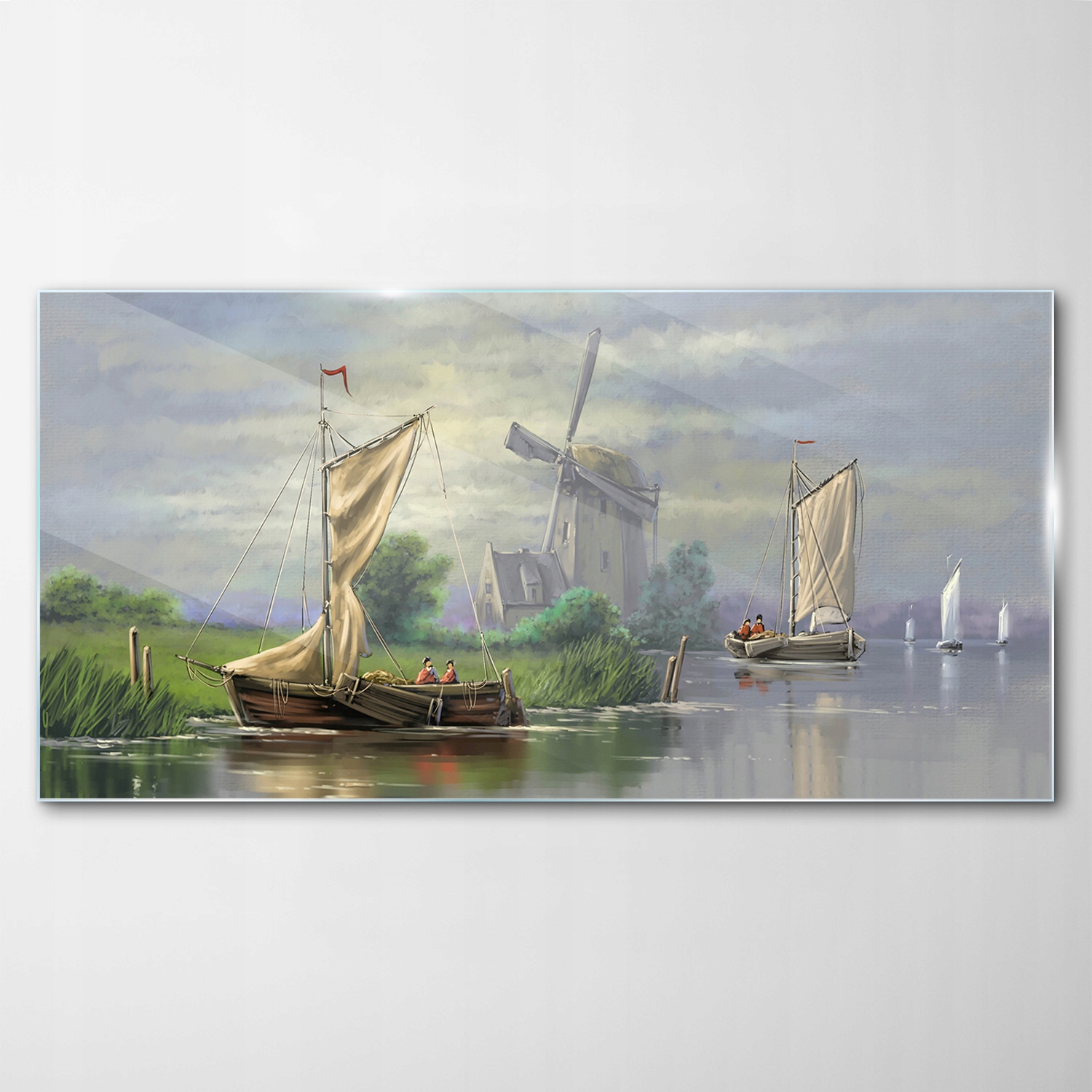 

Hartowany Obraz Szklany Woda Statek Młyn 120x60