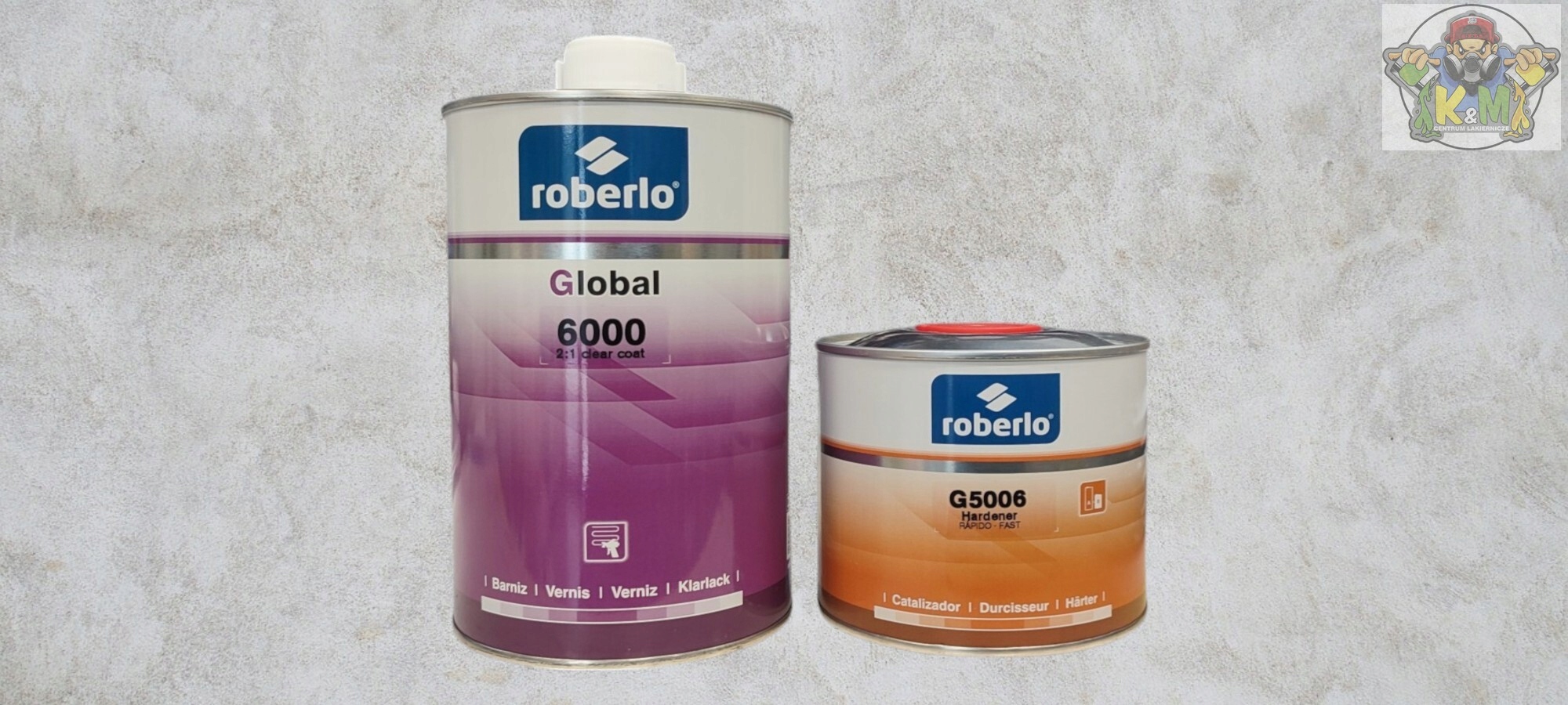 Lakier Bezbarwny Roberlo Global 6000 2:1 Utw. G5006 Szybki 1,5l Komplet