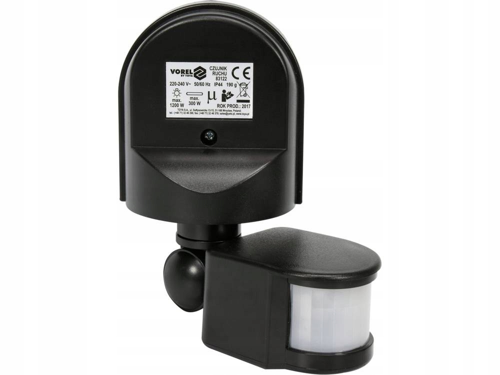 

Czujnik Ruchu 180st 12m Sensor Hermetyczny Czarny