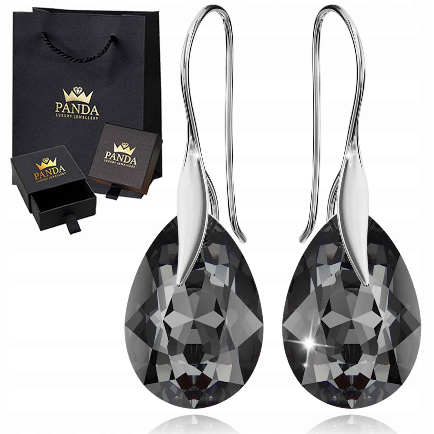 Dámské stříbrné Náušnice Kapky Krystaly Dárek pro dívku