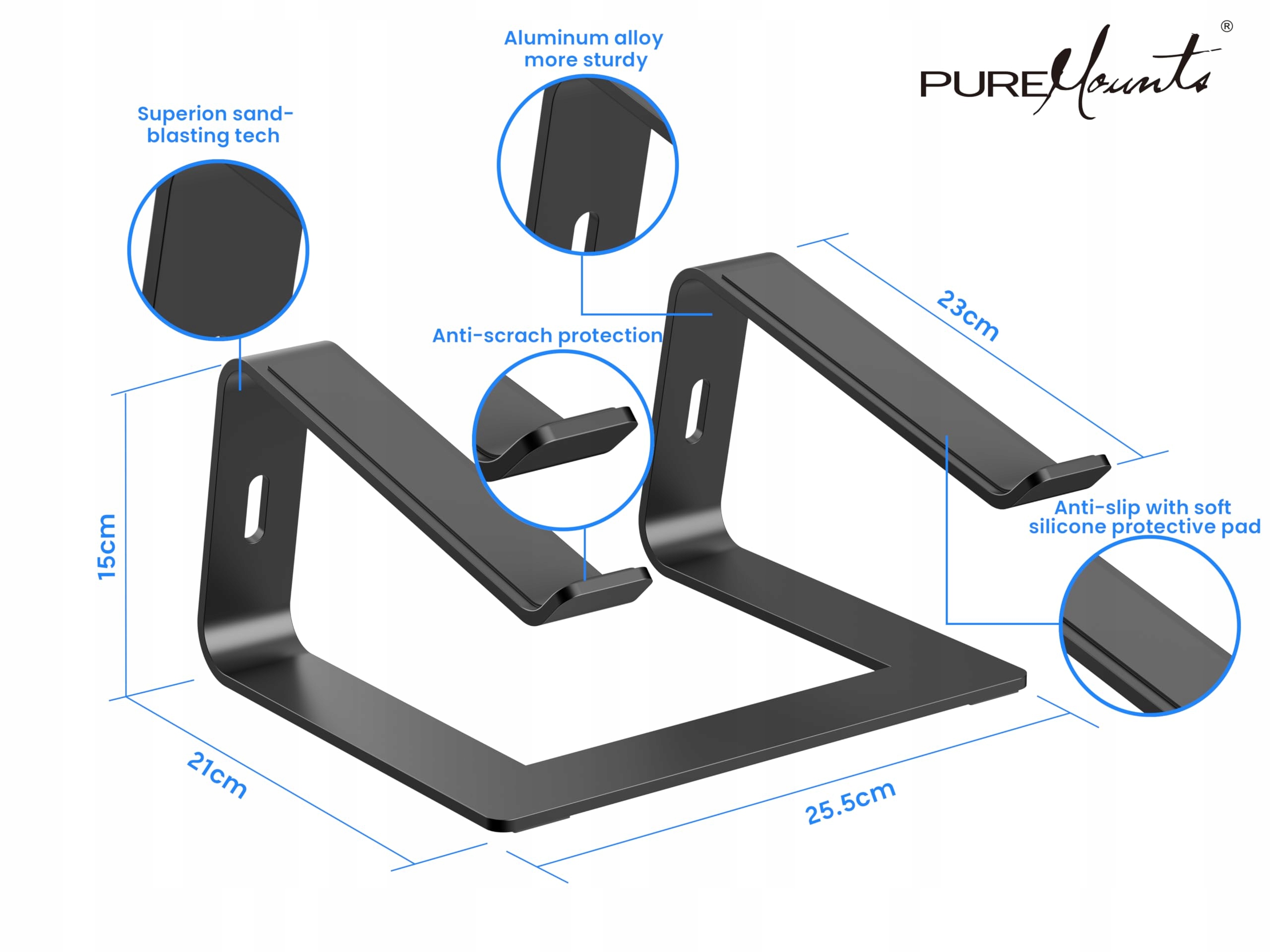 PUREMOUNTS Ergonomiczny Ultra-Cienki Aluminiowy Stojak Na Laptopa — miniatura 7
