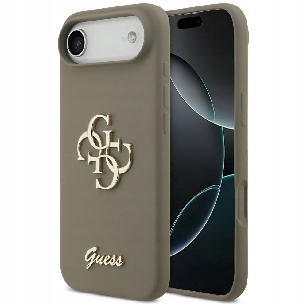 Pouzdro na iPhone Air hnědé Silicone Big 4G Script zadní kryt Guess